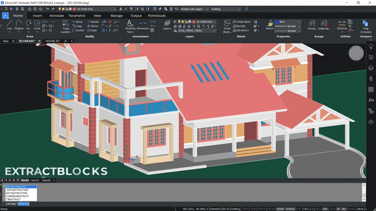 EXTRACTBLOCKS Command in BricsCAD 0,58-1,25
