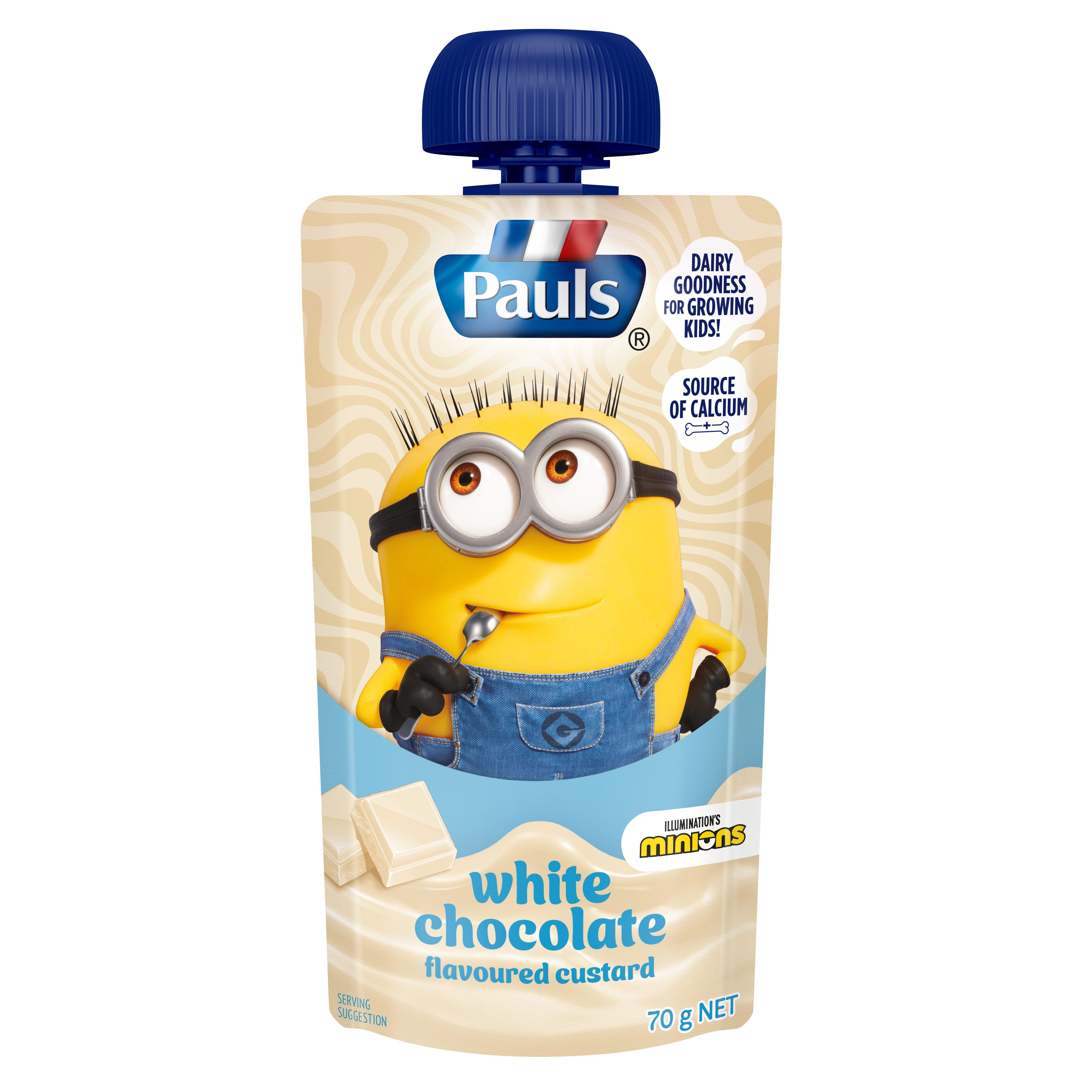 Pauls Kids Minions White Chocolate Custard Pouch 70 g
