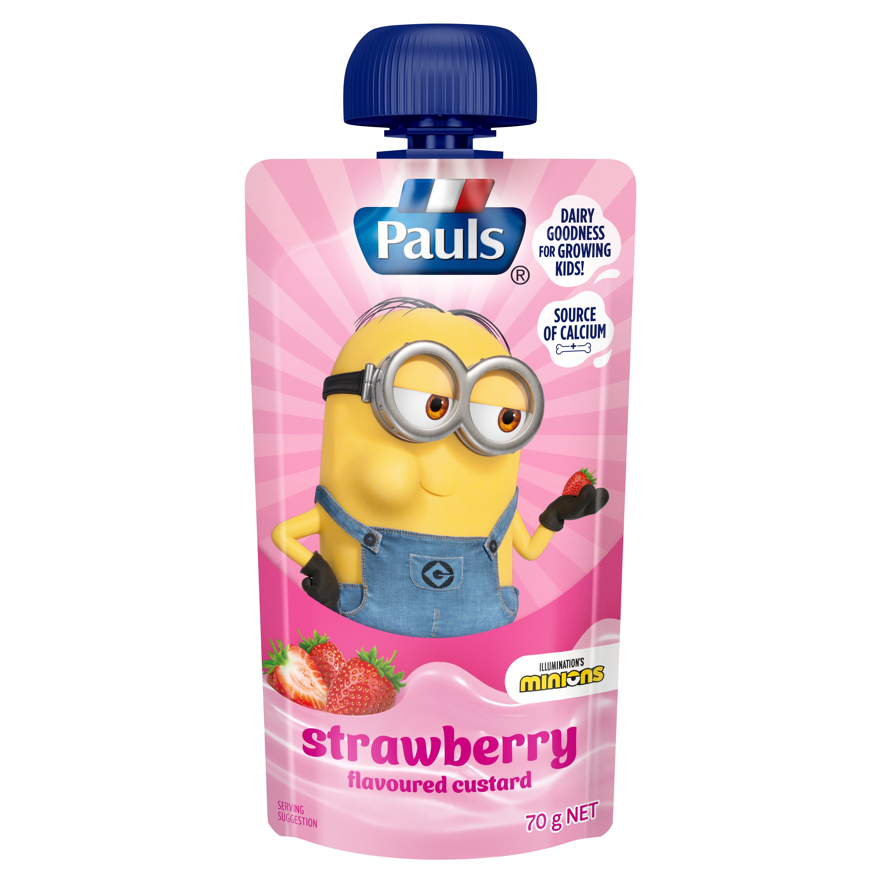 Pauls Kids Minions Strawberry Custard Pouch 70g