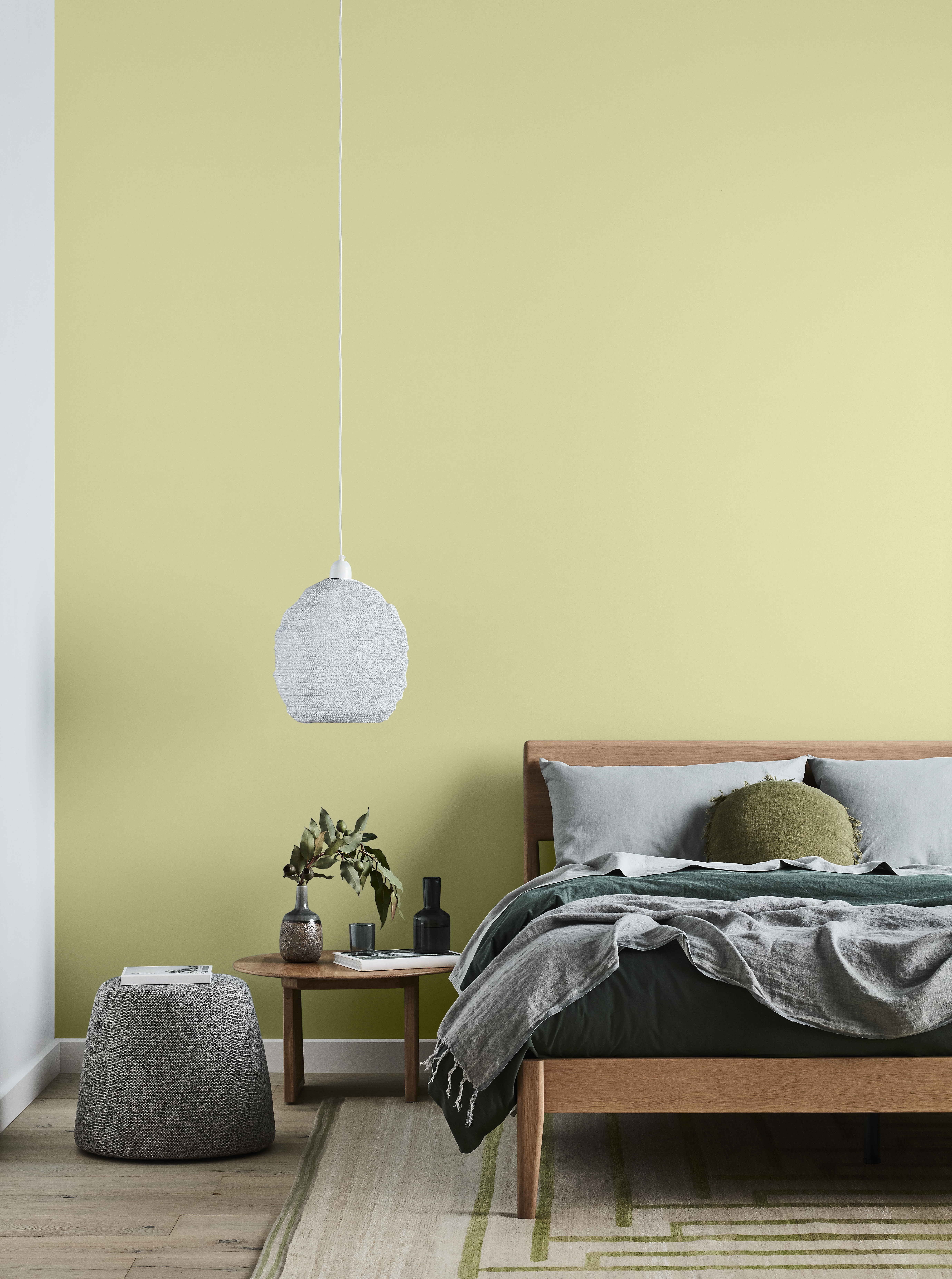 For a playful and fun look begin with a citrus yellow green and experiment with block colour and contrasting hues.