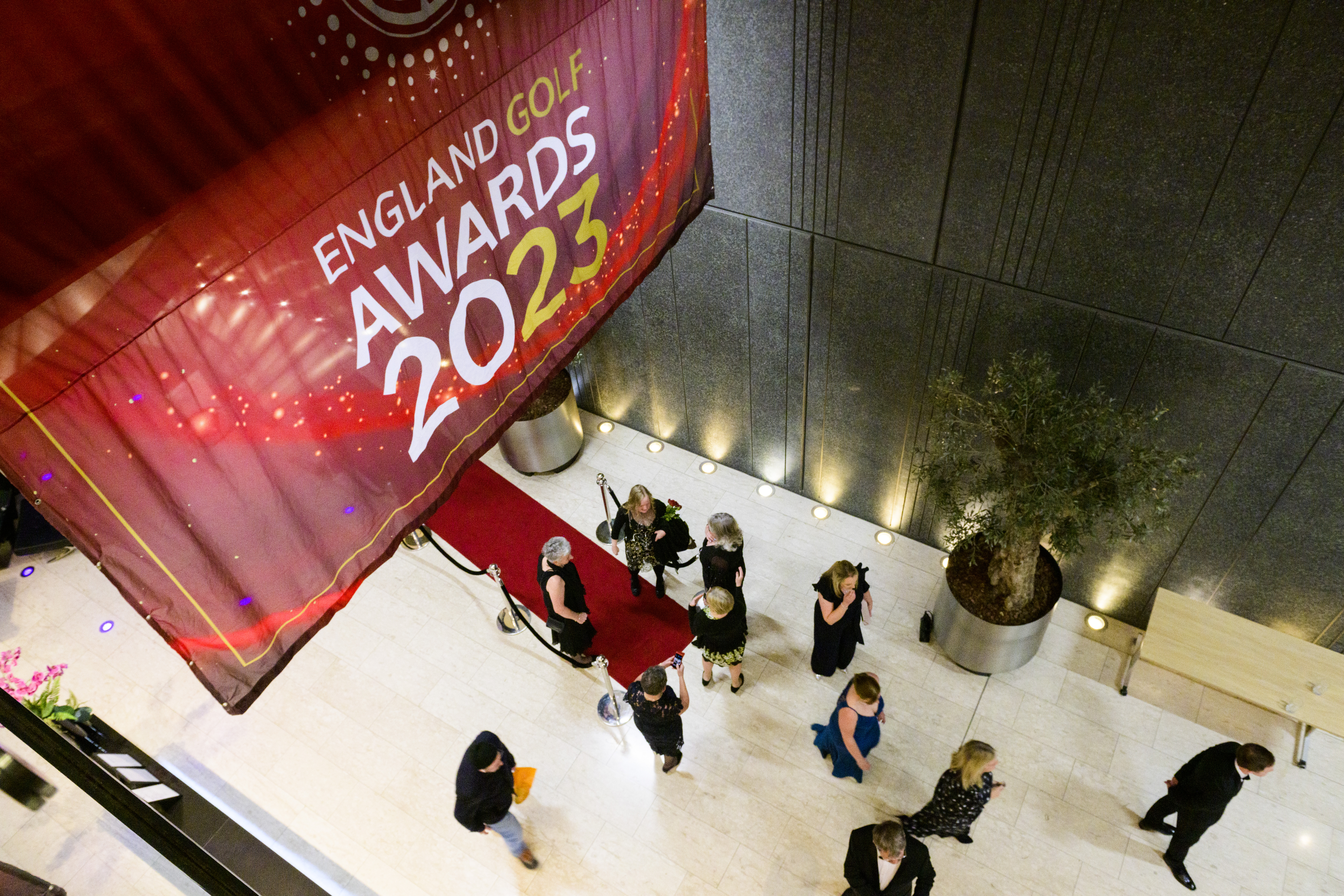The red carpet at the England Golf Awards 2023.