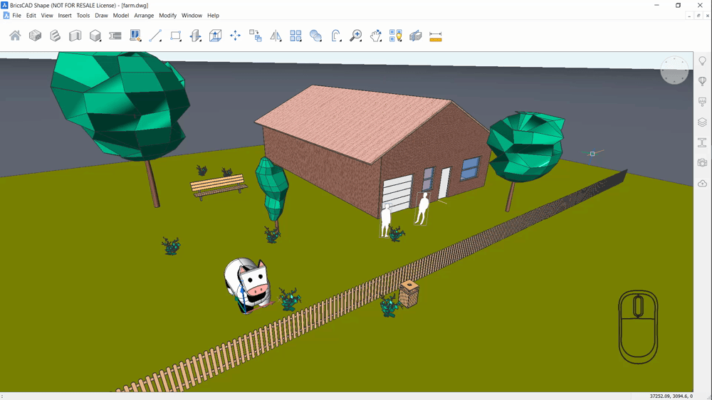 SketchUp<sup>®</sup> to BricsCAD<sup>®</sup> Shape- middle mouse shift