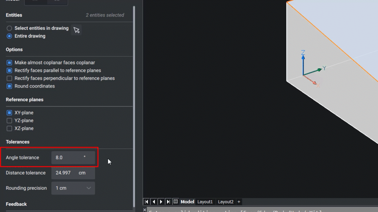 How to use OPTIMIZE 3D command in BricsCAD 2,27-2,43