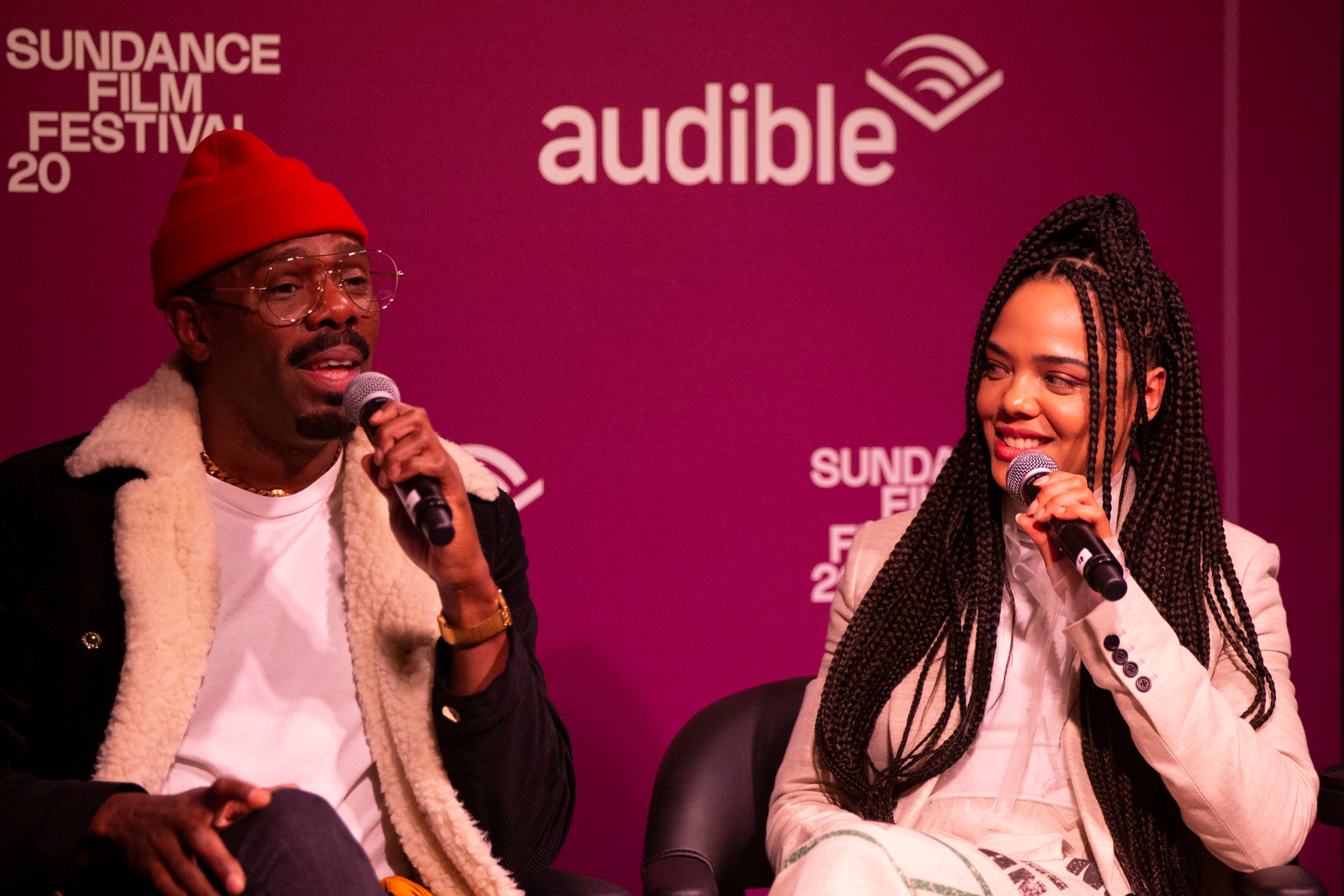 Actor Colman Domingo and actor-producer Tessa Thompson at the “Transcendence of Narrative” panel.