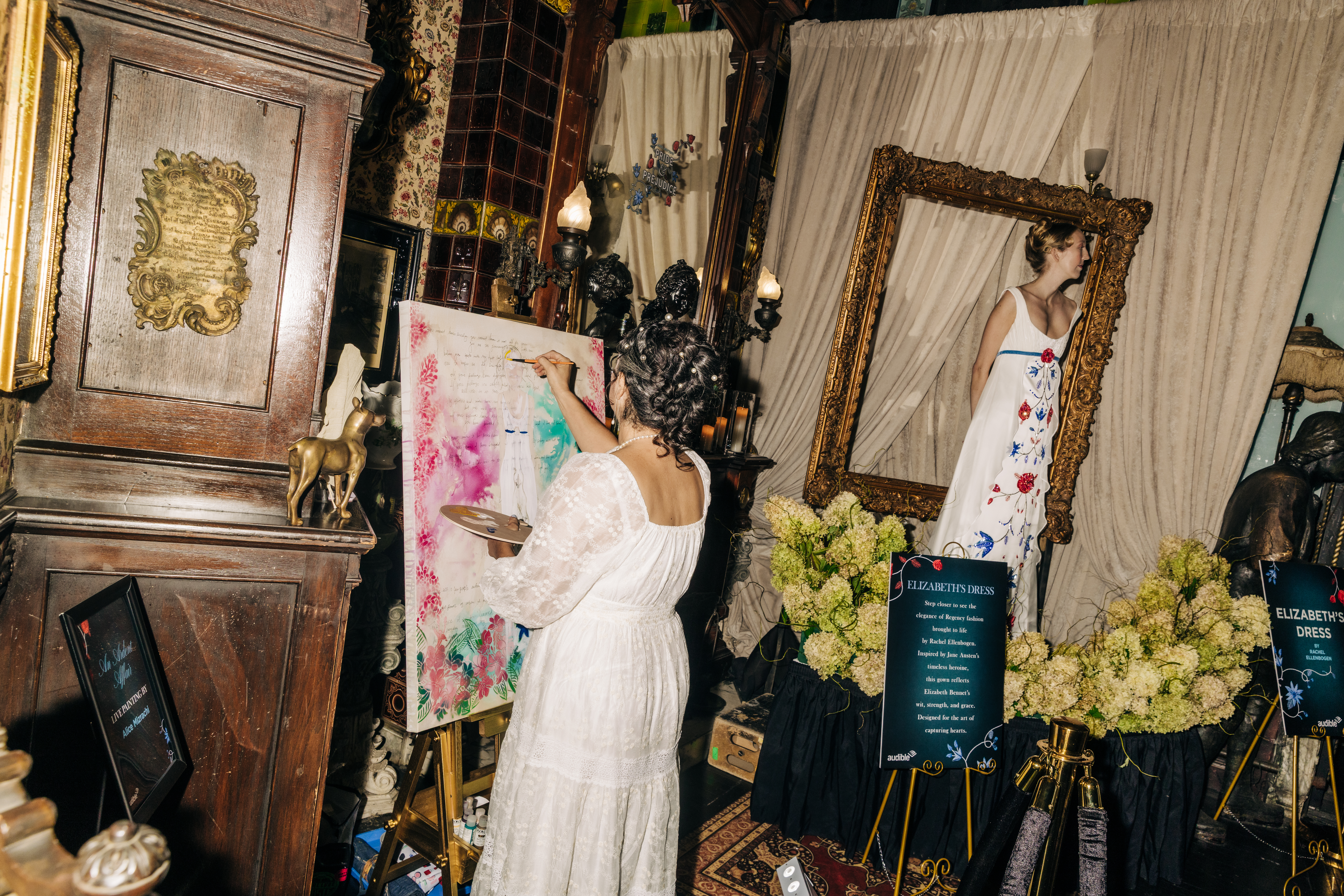 Attendees watched as an artist live-painted a model wearing designer Rachel Ellenbogen’s custom-made dress.