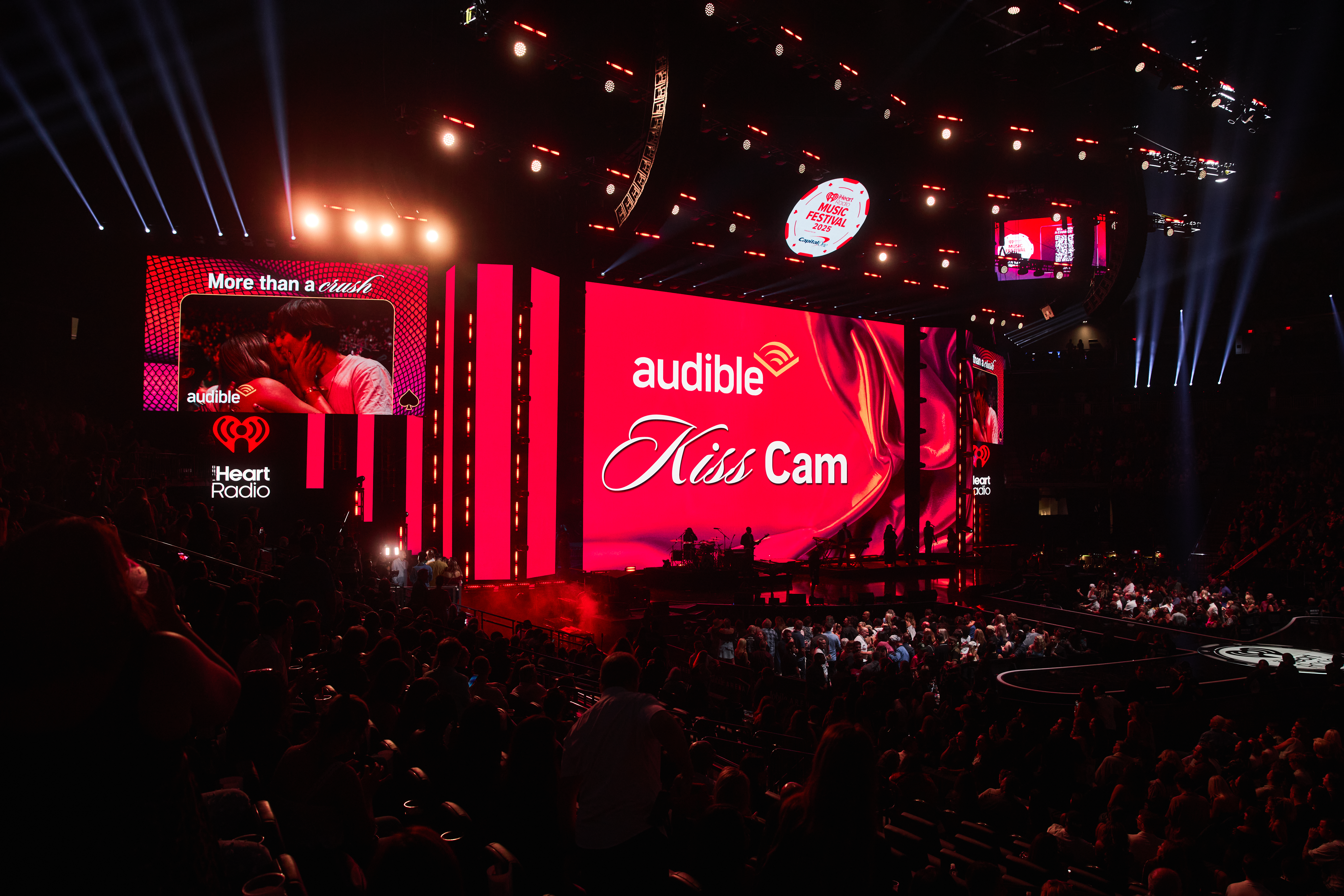 A Kiss Cam caught love interests in the iHeartRadio Music Festival crowd. Photo: Wes and Alex for iHeartRadio.