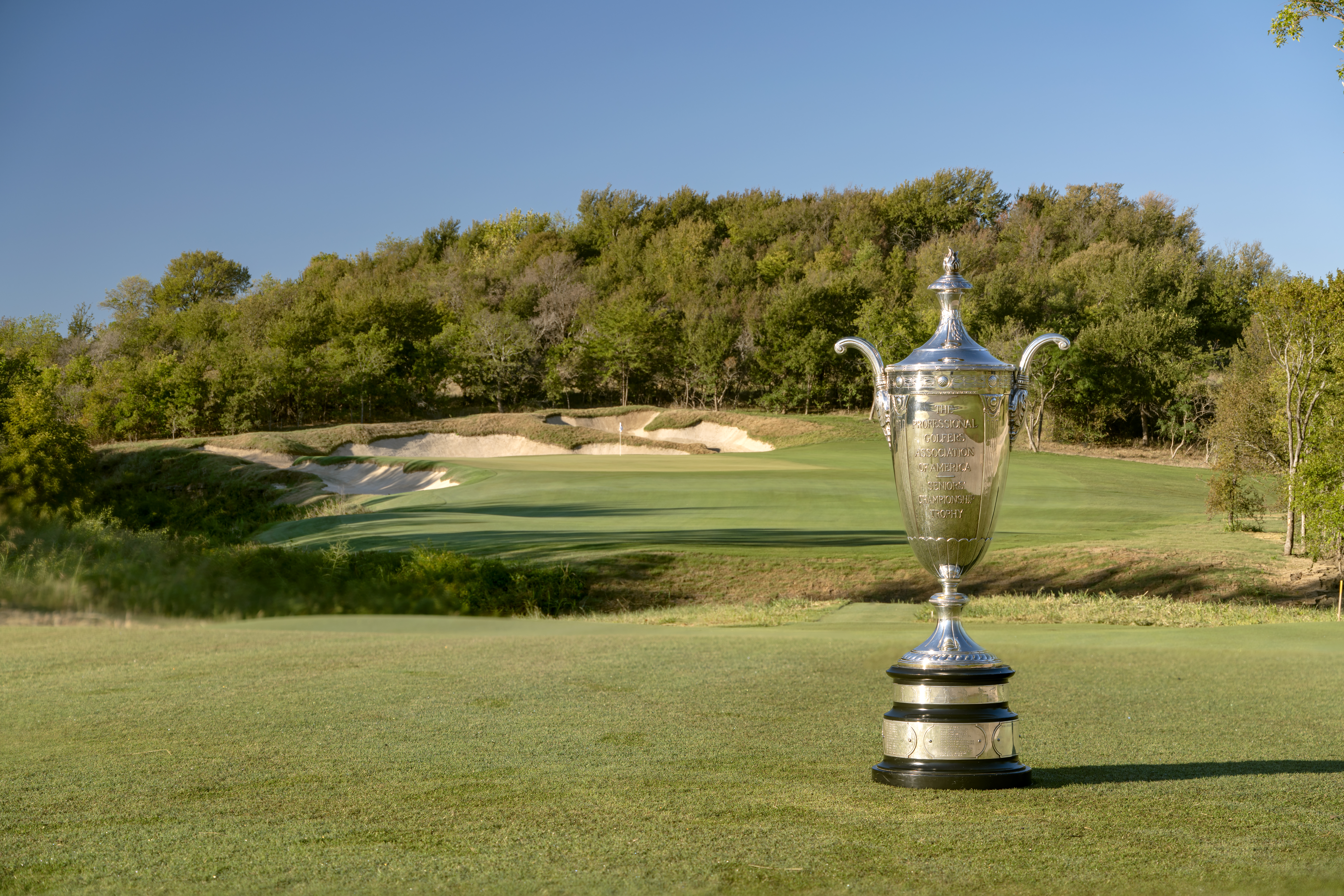  The Alfred S. Bourne Trophy on hole No. 13 of the Fields Ranch East Course at PGA Frisco in Frisco, Texas. 
