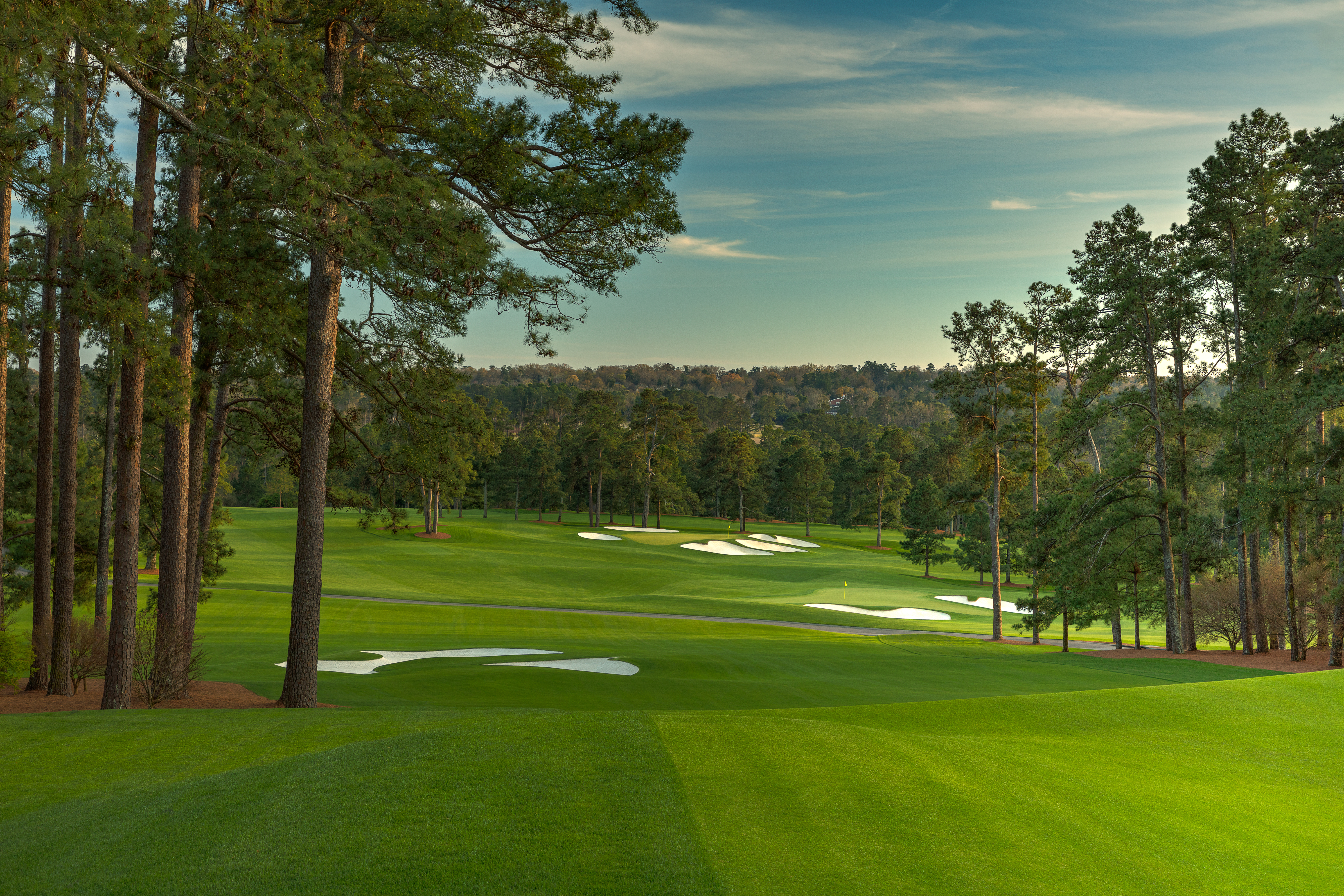 A view from the eighth hole, with No. 2 green (right) and No. 7 green in the foreground. (Augusta National Golf Club/Getty Images).