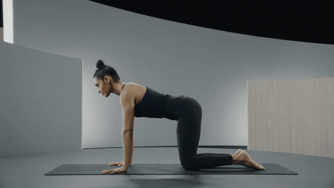 Peloton instructor Aditi Shah demonstrates Pigeon Pose with proper form