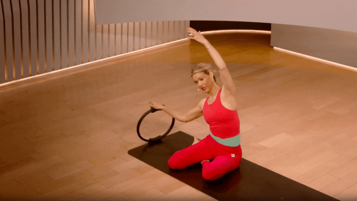 Kristin McGee demonstrates Mermaid exercise with Pilates Ring