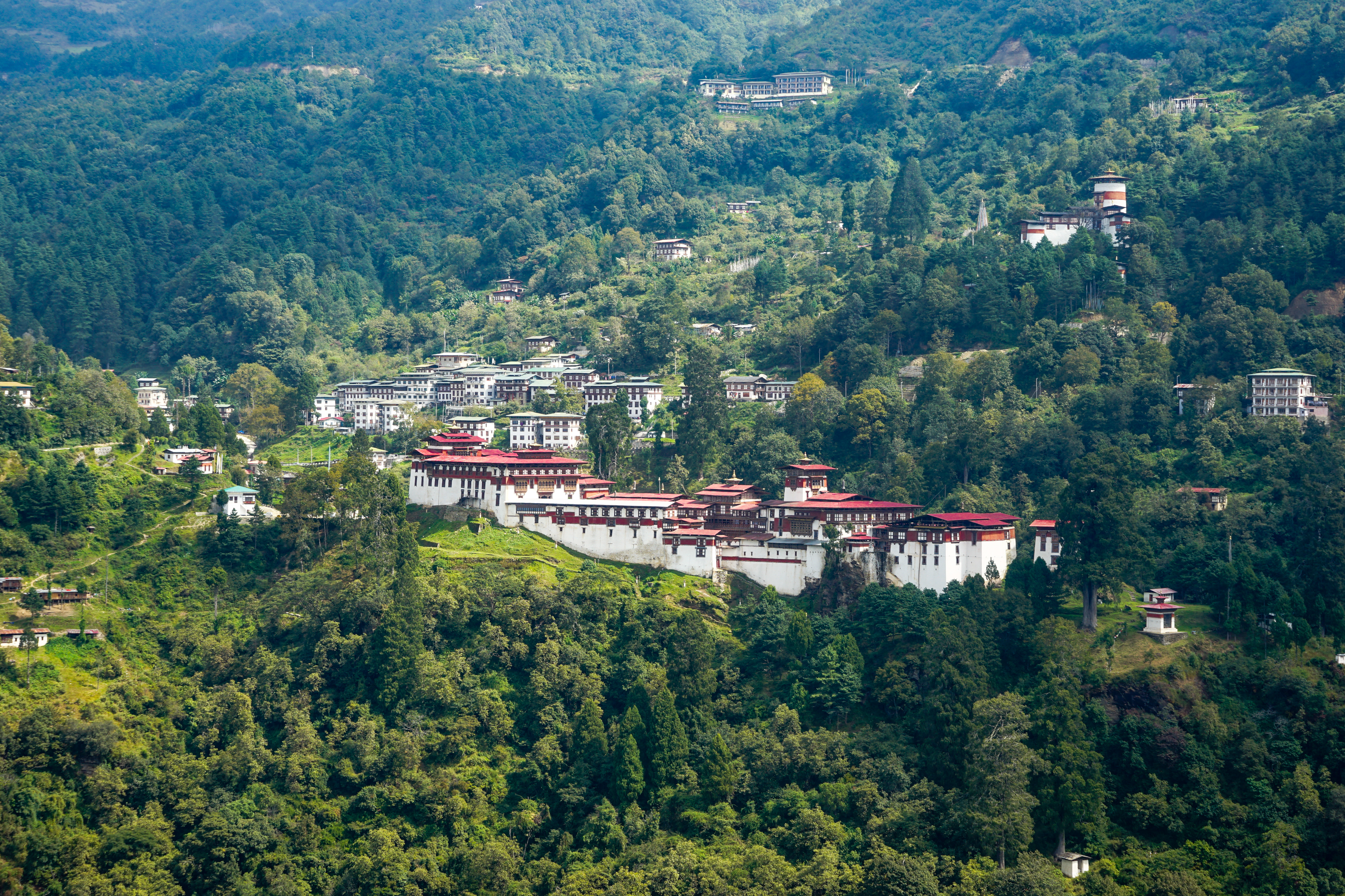 Pur. Trongsa Dzong, biggest fortress in Bhutan, October 2018