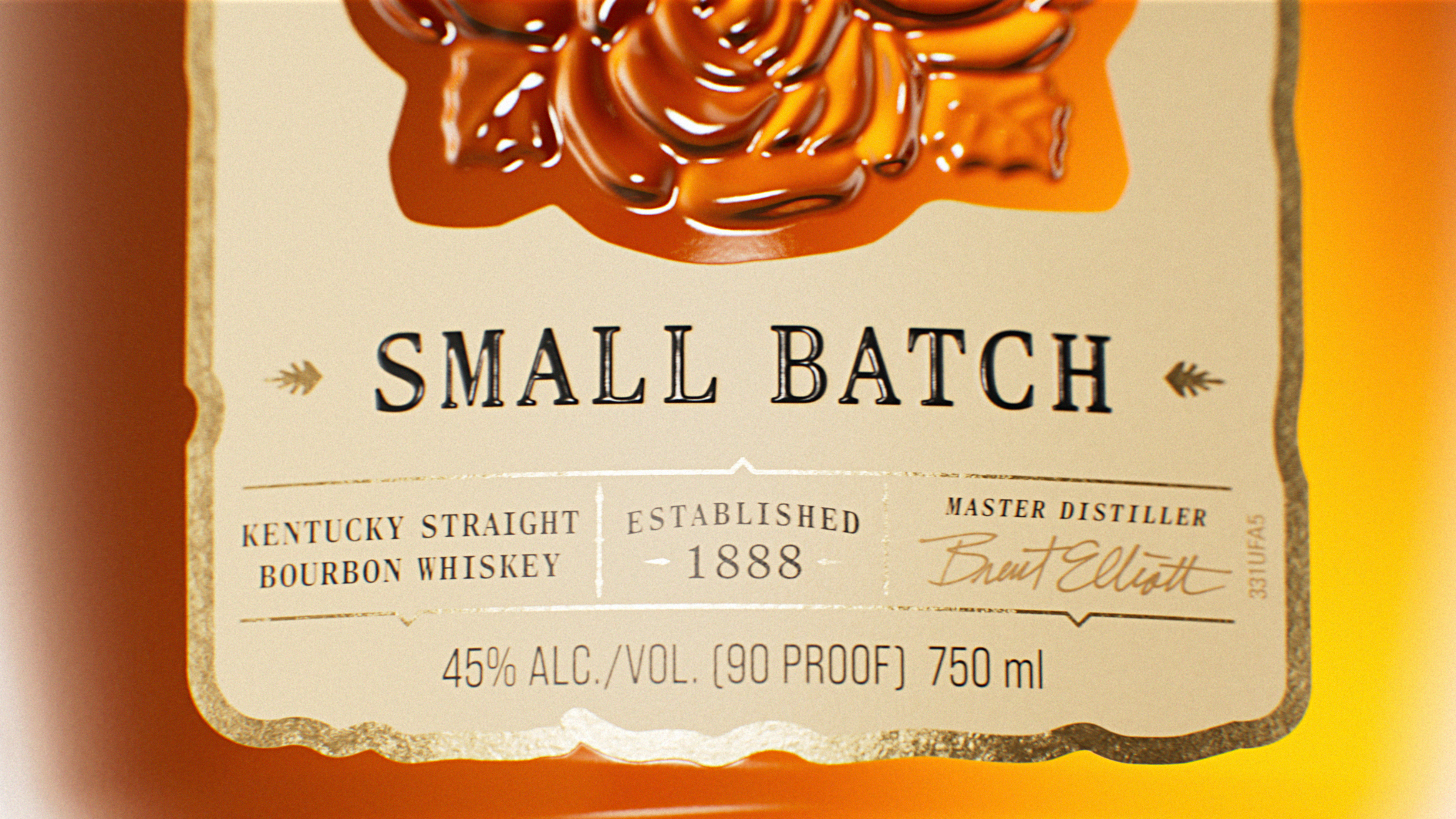 Close-up of Small Batch label details