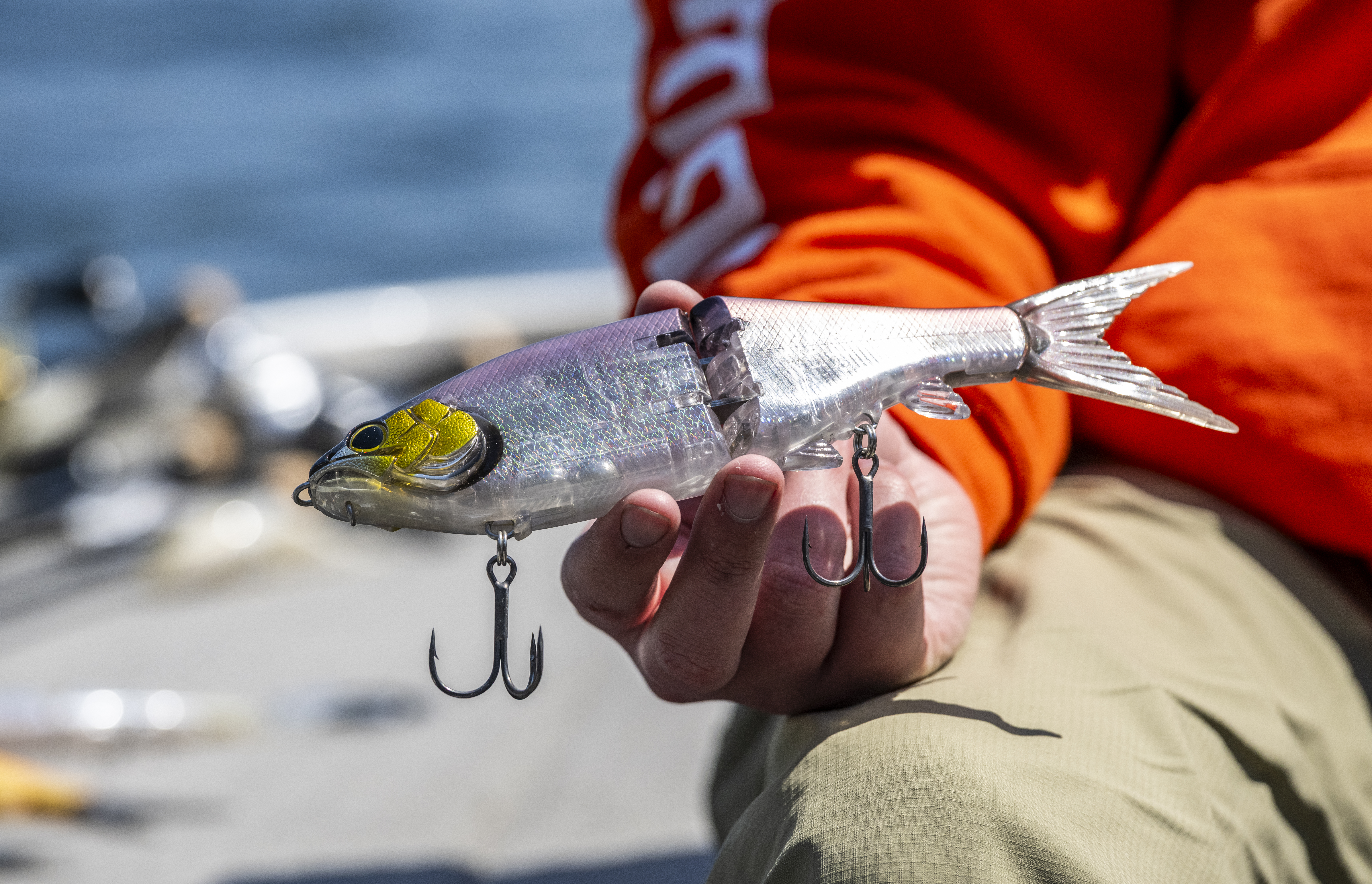 Angler holds Shimano Gravitator glidebait