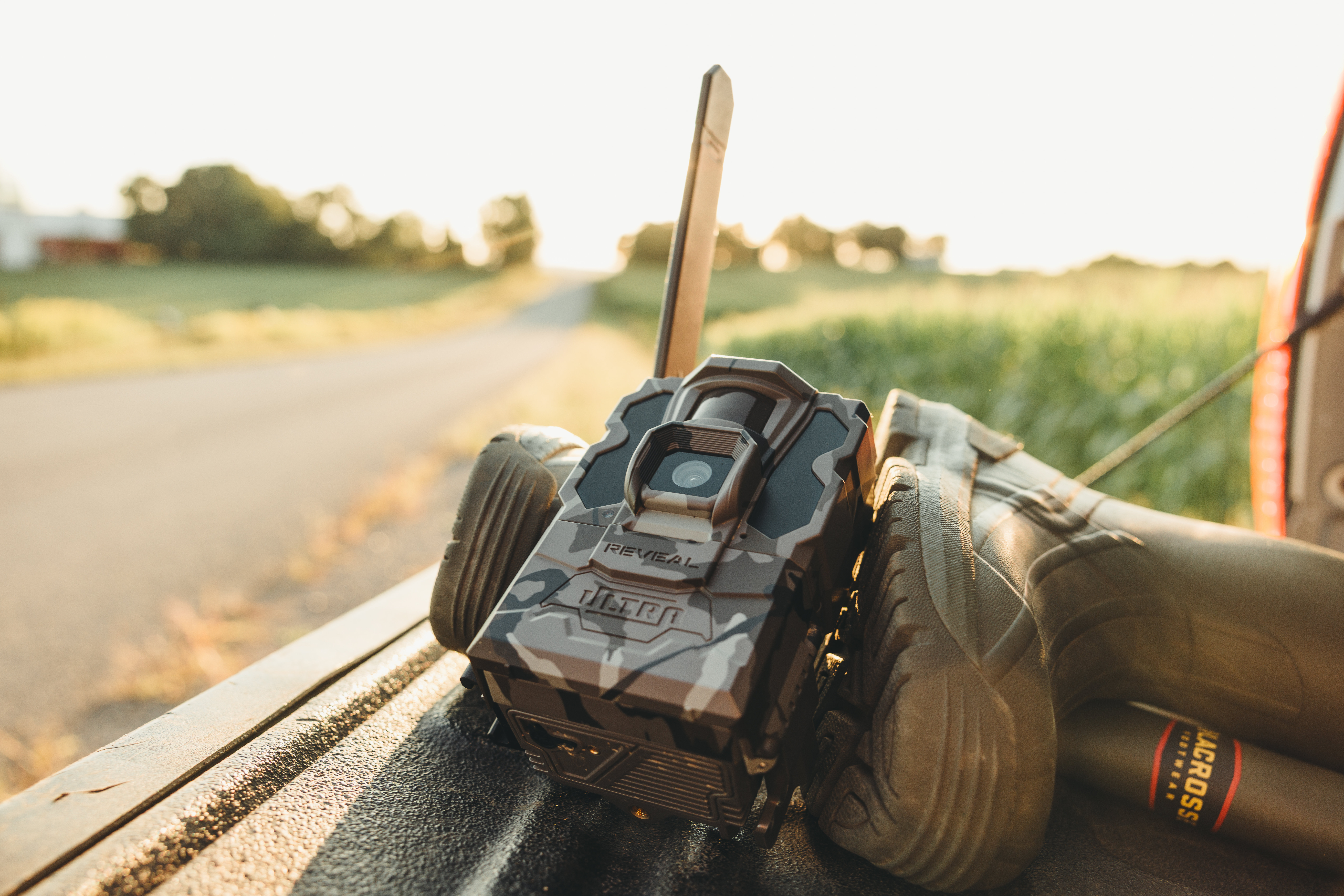 Trail camera on truck tailgate