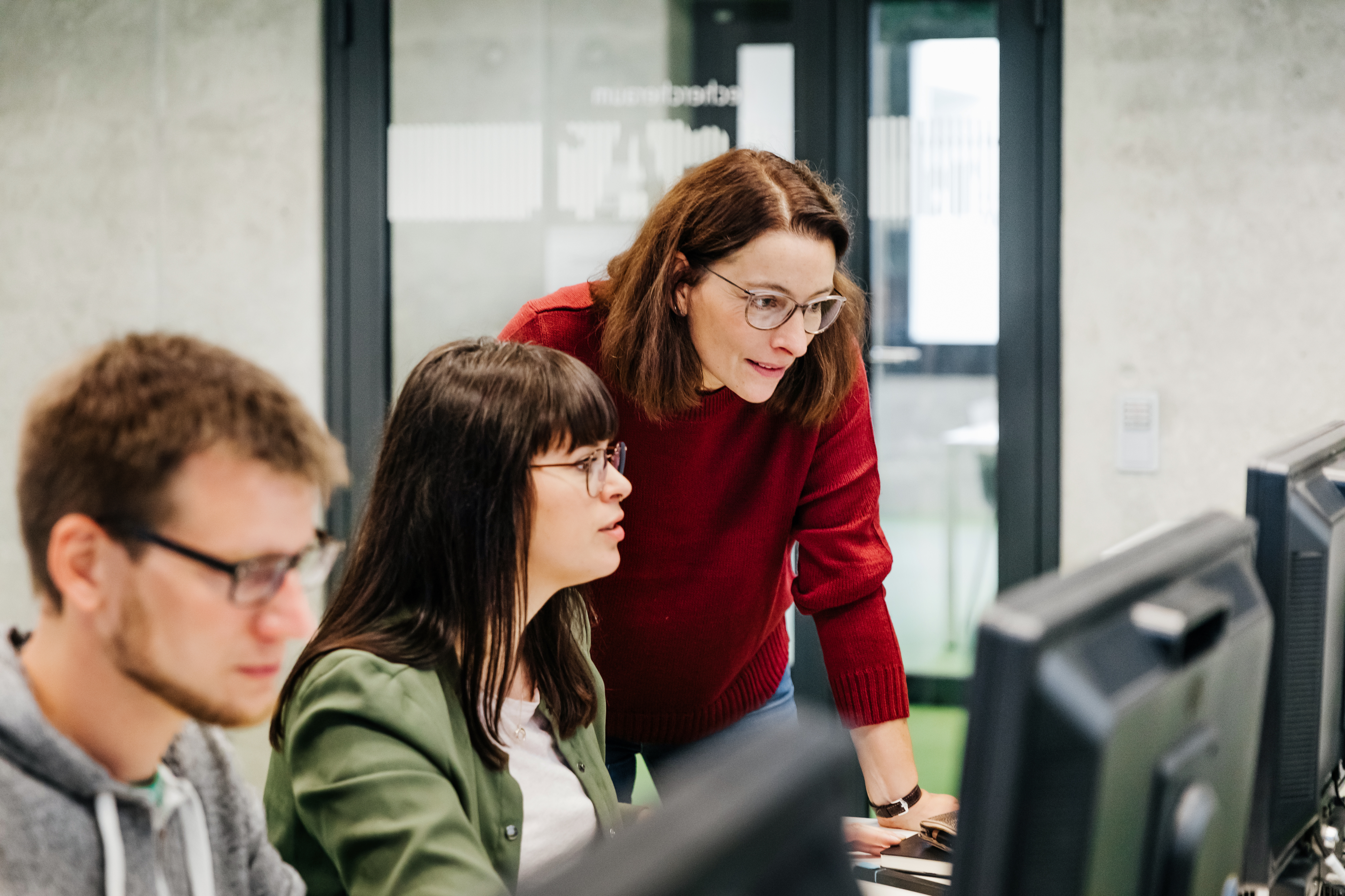 Students working together in a classroom