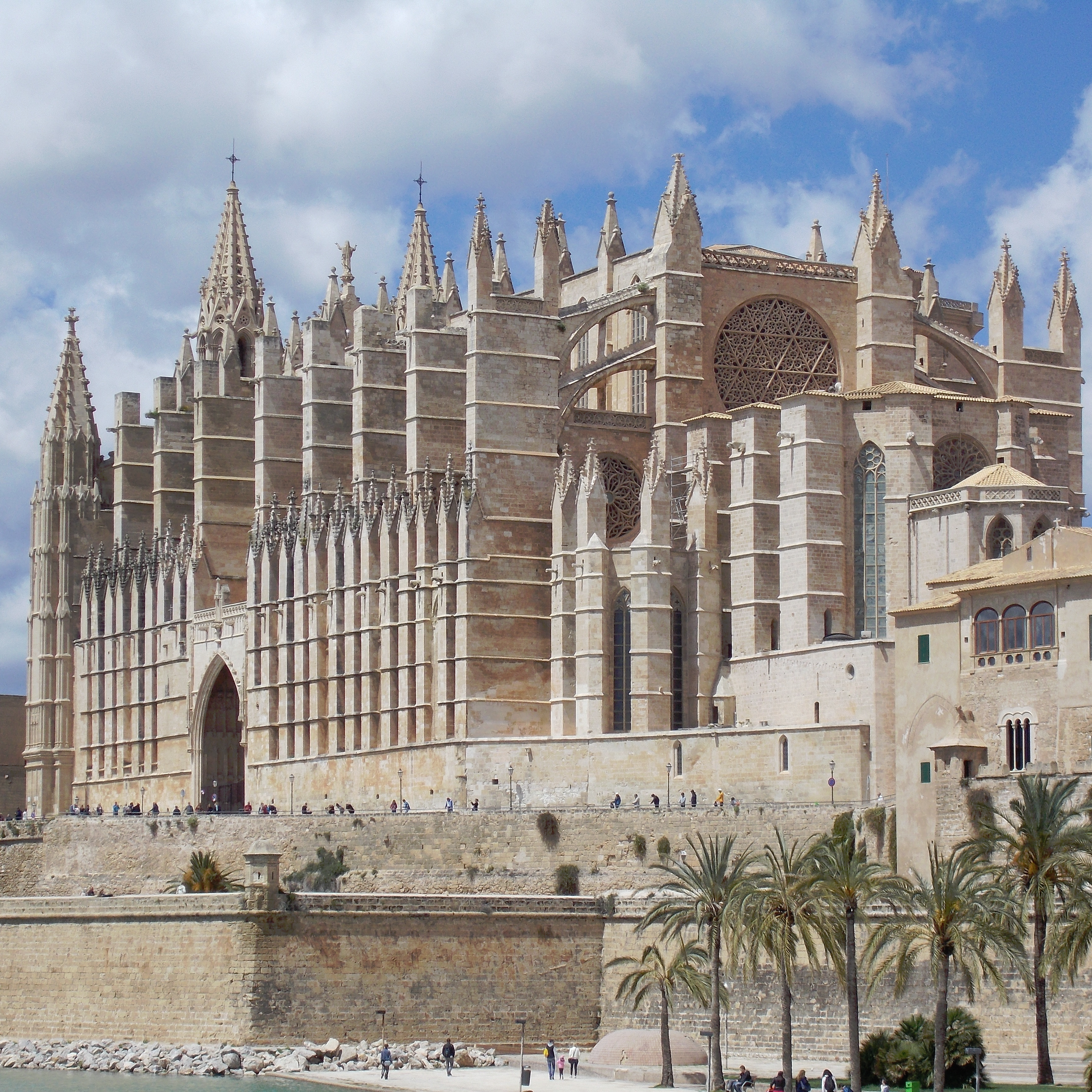 The 13th-century Gothic Roman Catholic cathedral called La Seu, or the Cathedral of Santa Maria of Palma, is a major landmark in Mallorca.