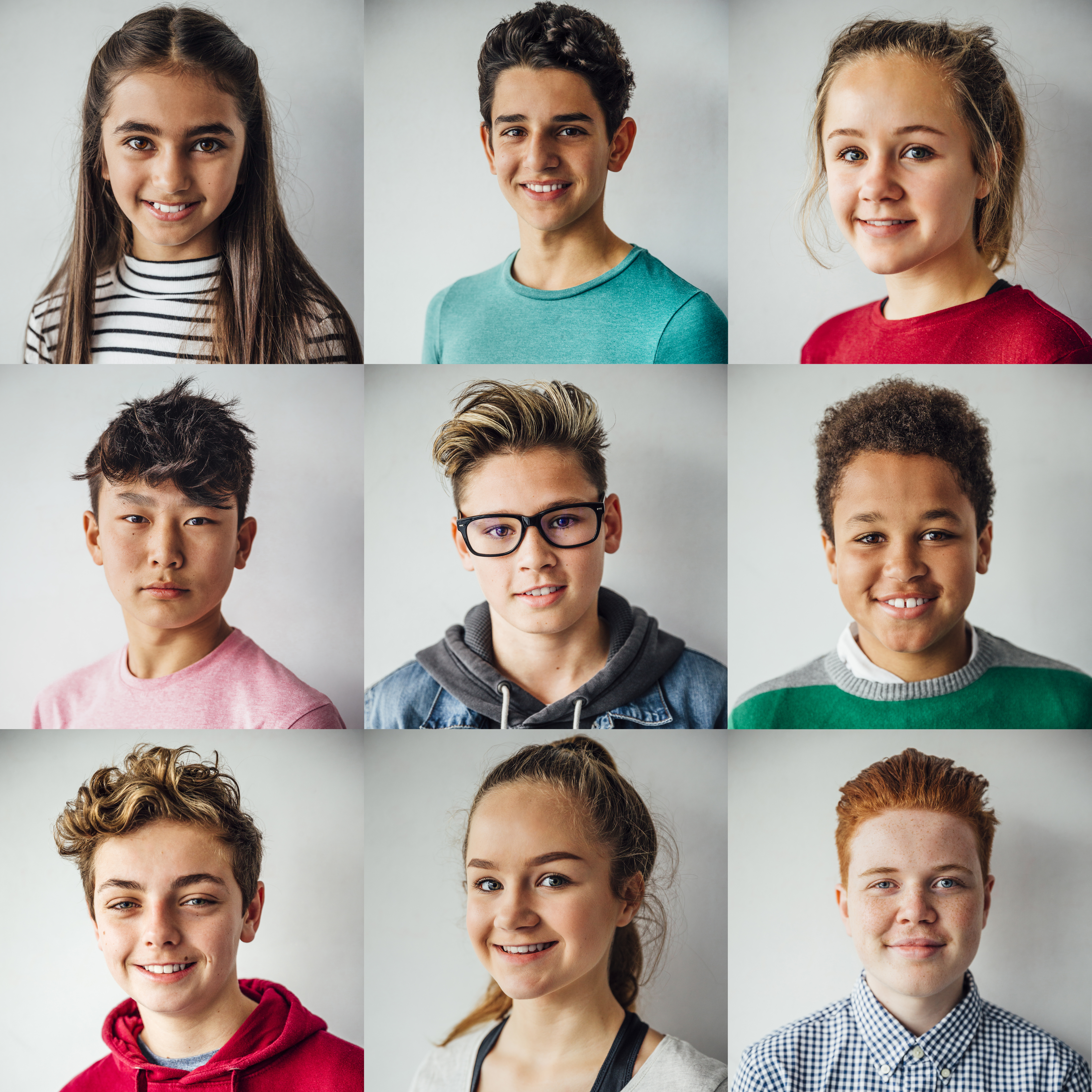 A group of headshots of young children/youths. 