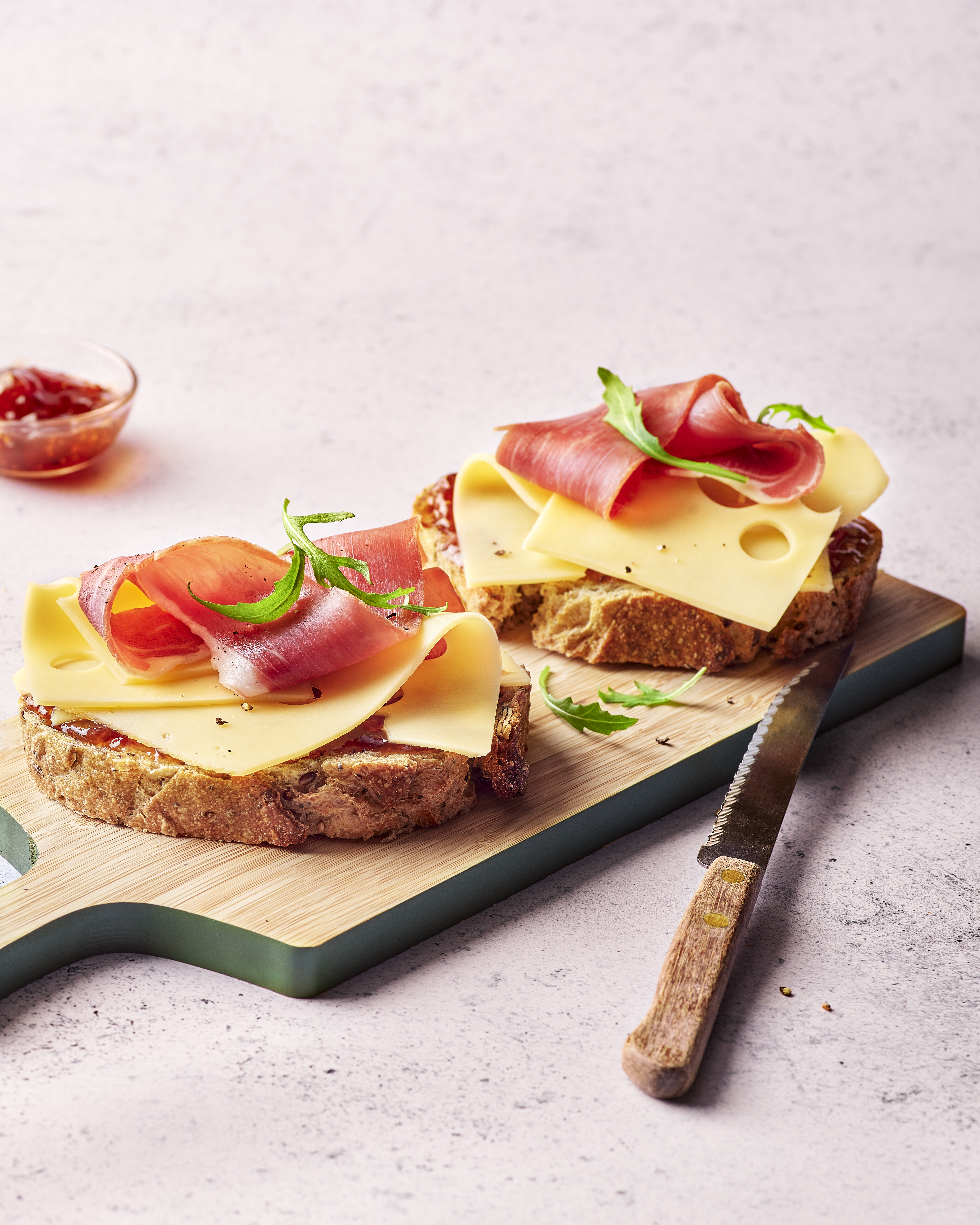 Tartine figue et jambon cru