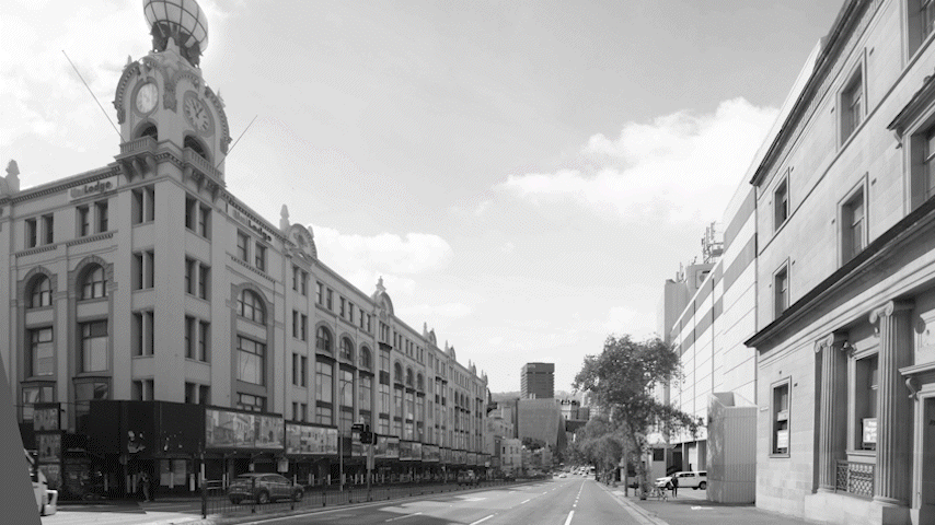 Green avenues: Broadway (looking northeast) Concept by Spackman Mossop Michaels