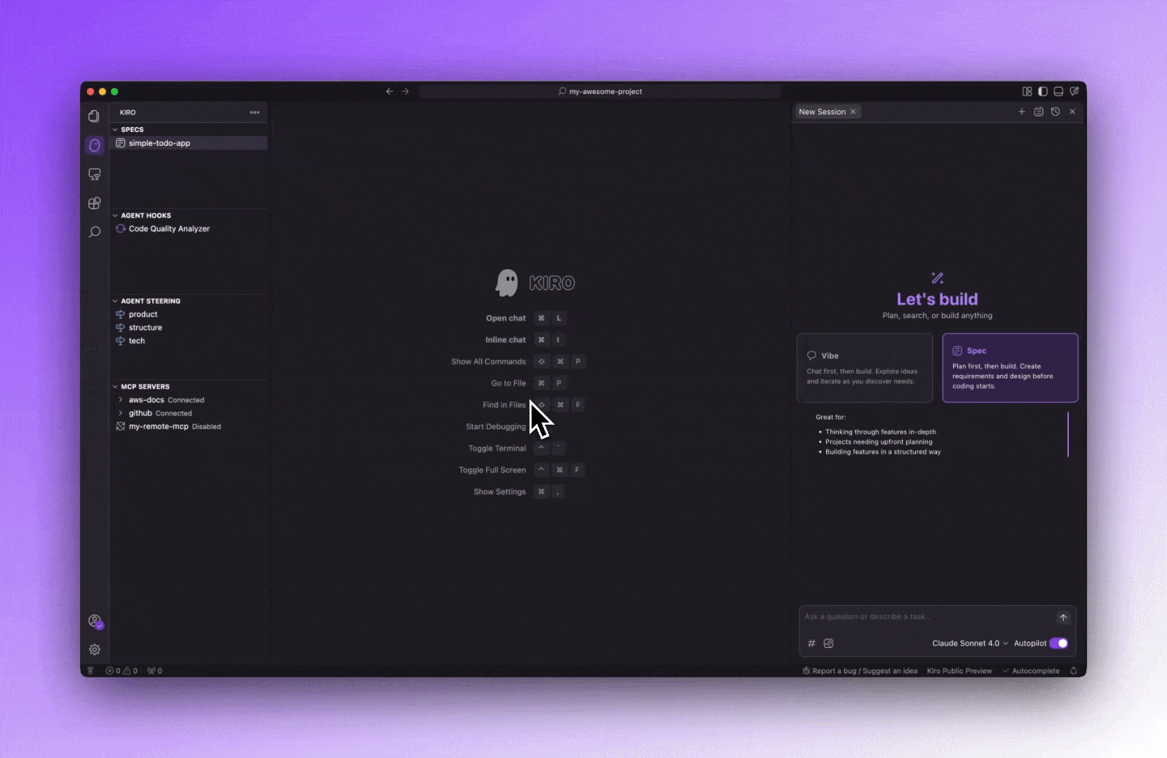 specs - changelog 0.1.0