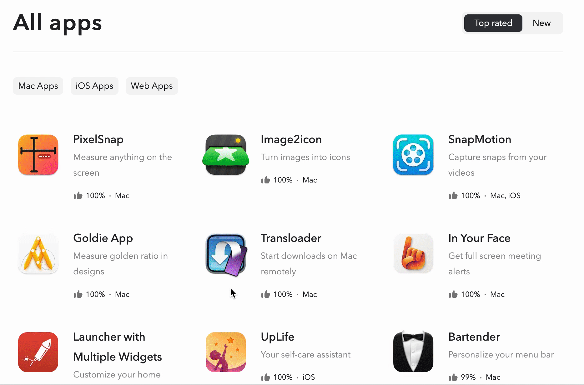 A GIF showing all the apps available on Setapp
