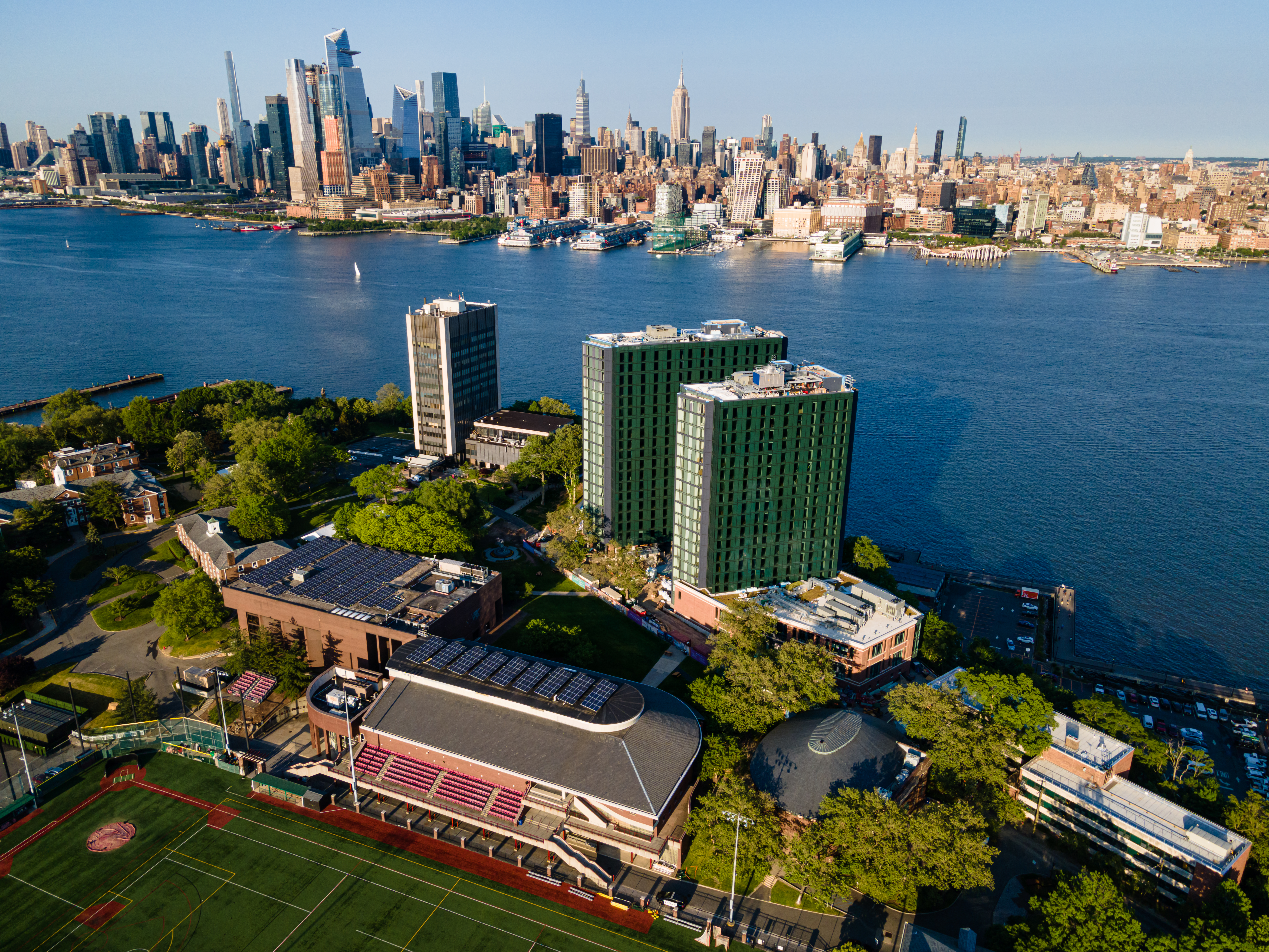 Aerial image of the Stevens Institute of Technology campus.
