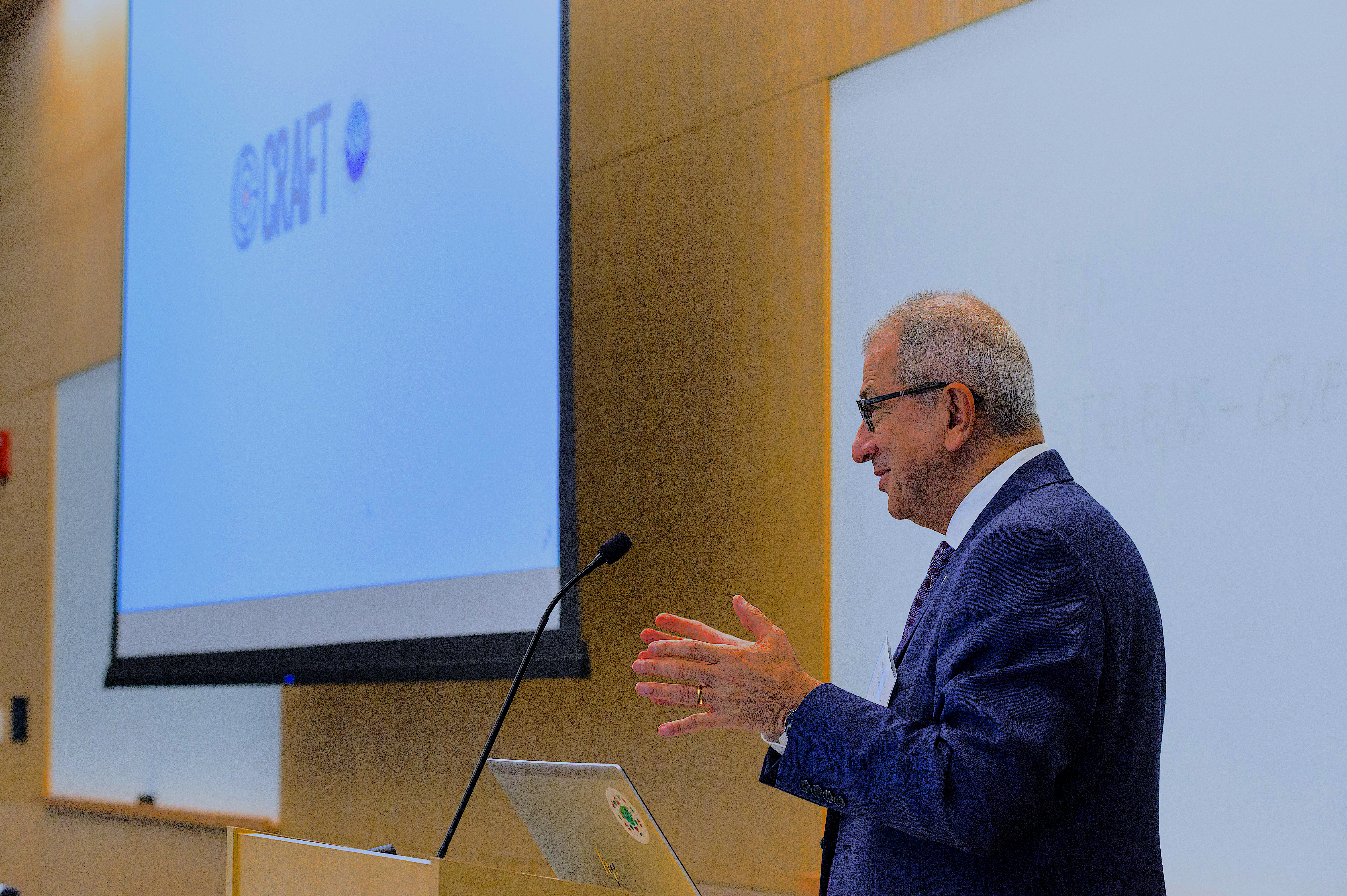 Stevens President at podium