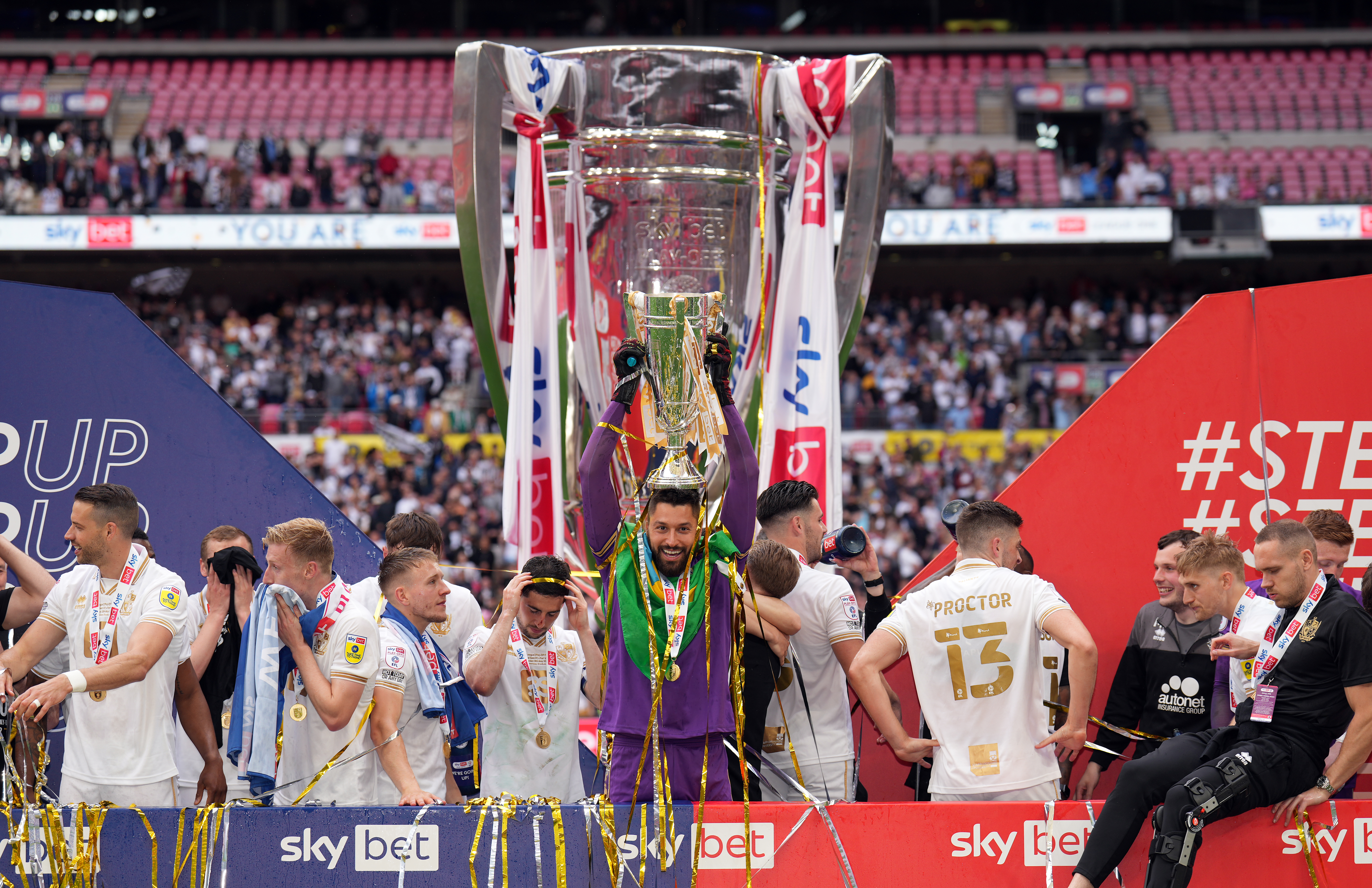 PA Image of Port Vale lifting the trophy