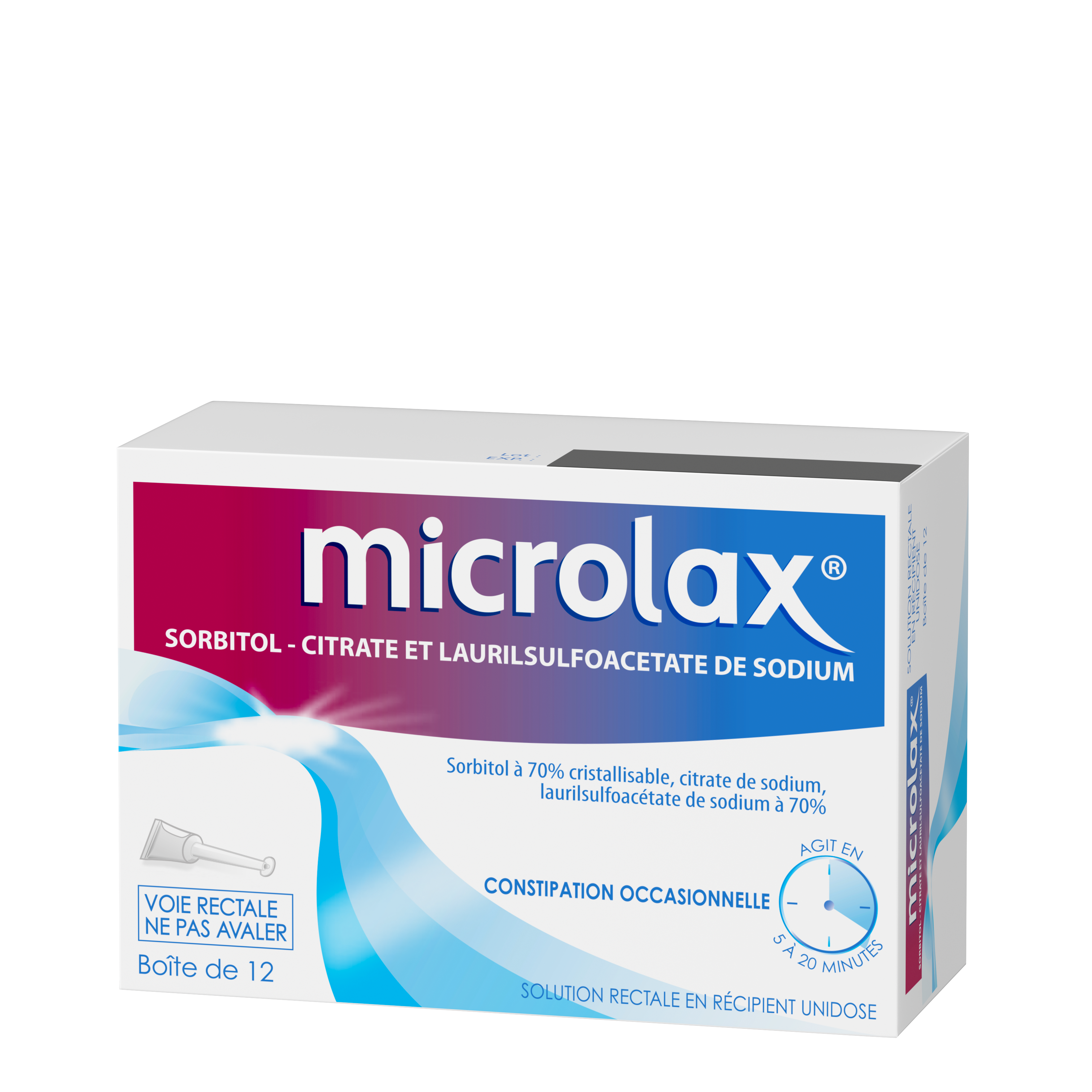 MICROLAX® Sorbitol Citrate et Laurilsulfoacétate de Sodium, Solution rectale / 12 récipients unidoses