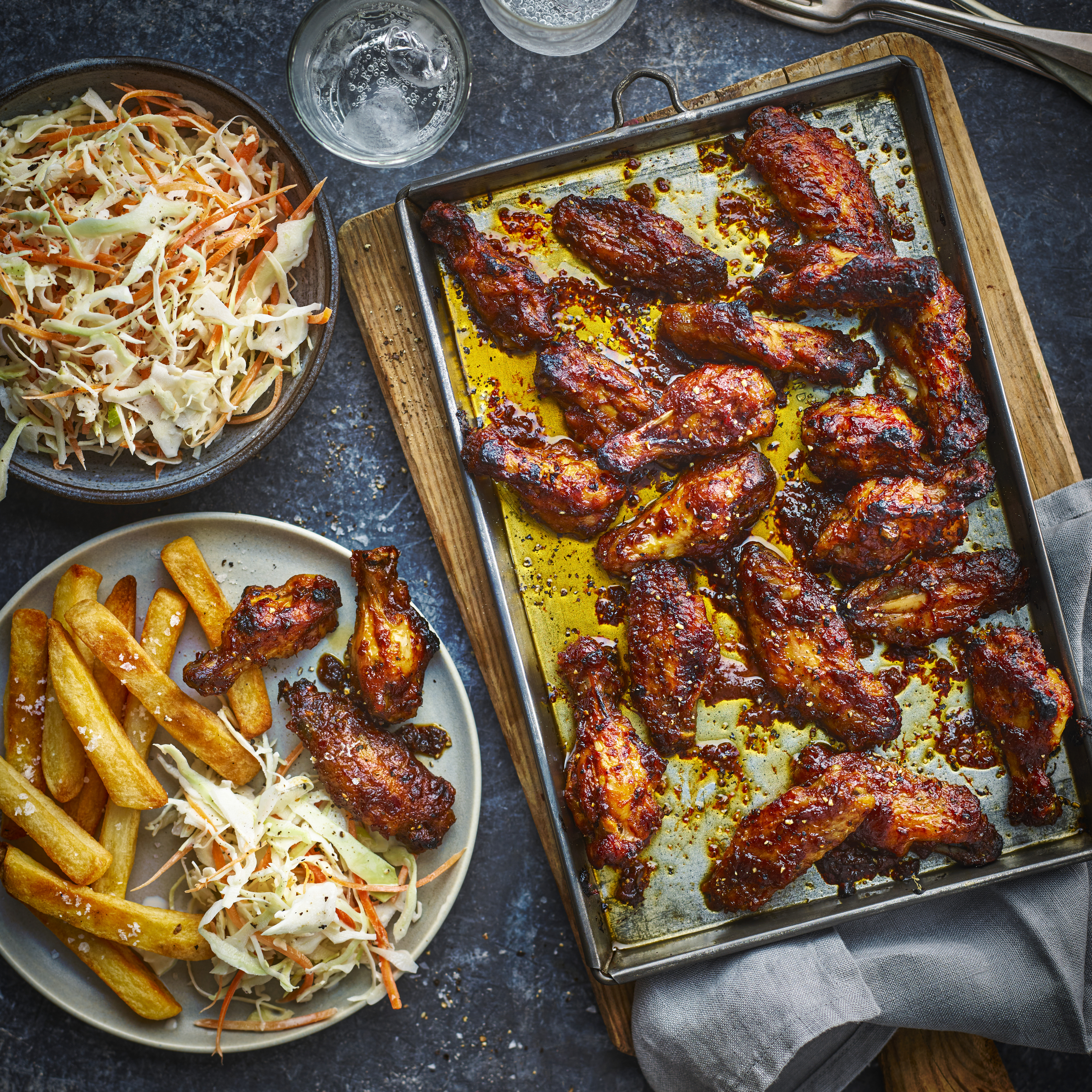 Chicken wings on baking tray