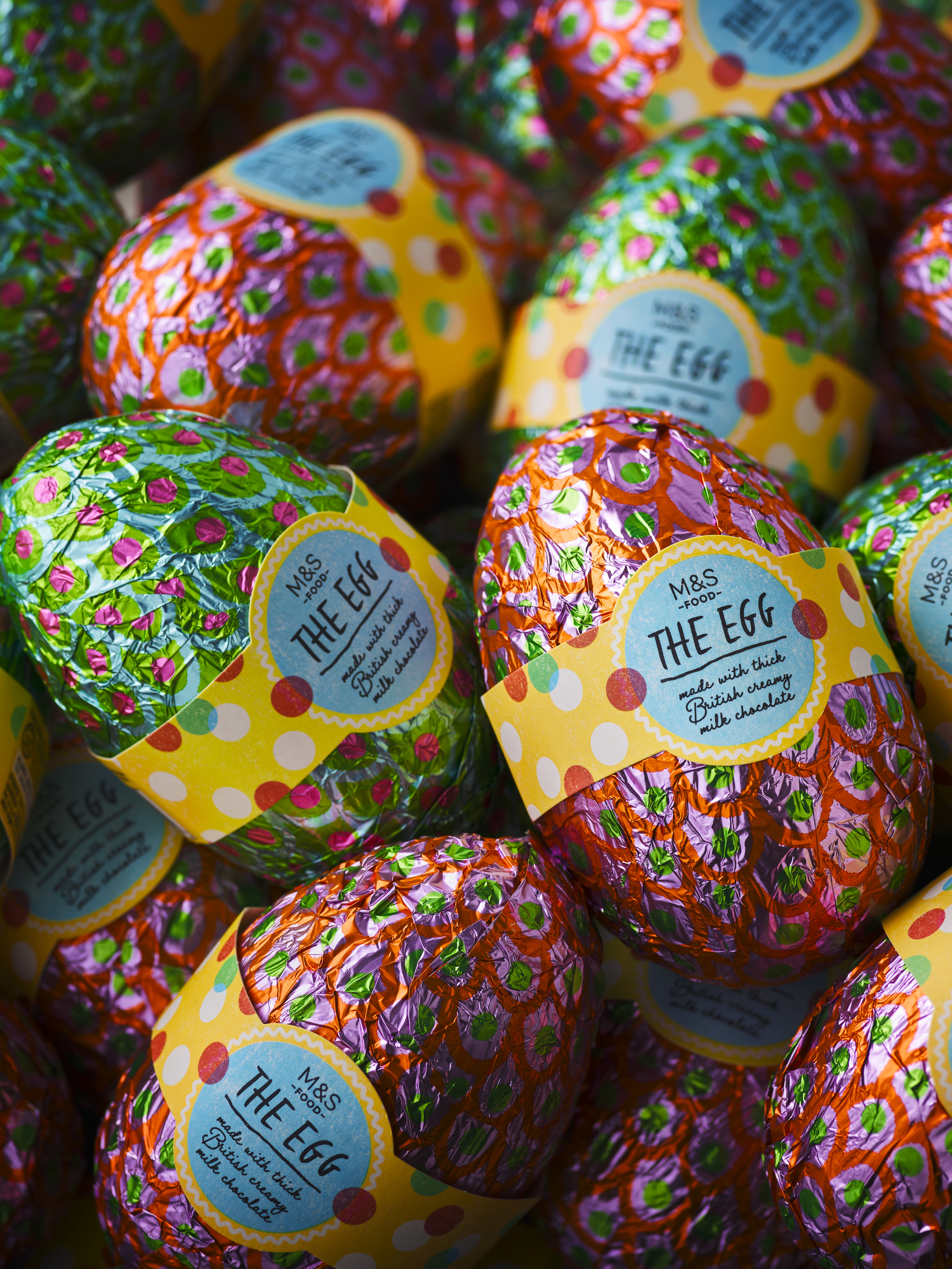 Easter eggs wrapped in foil