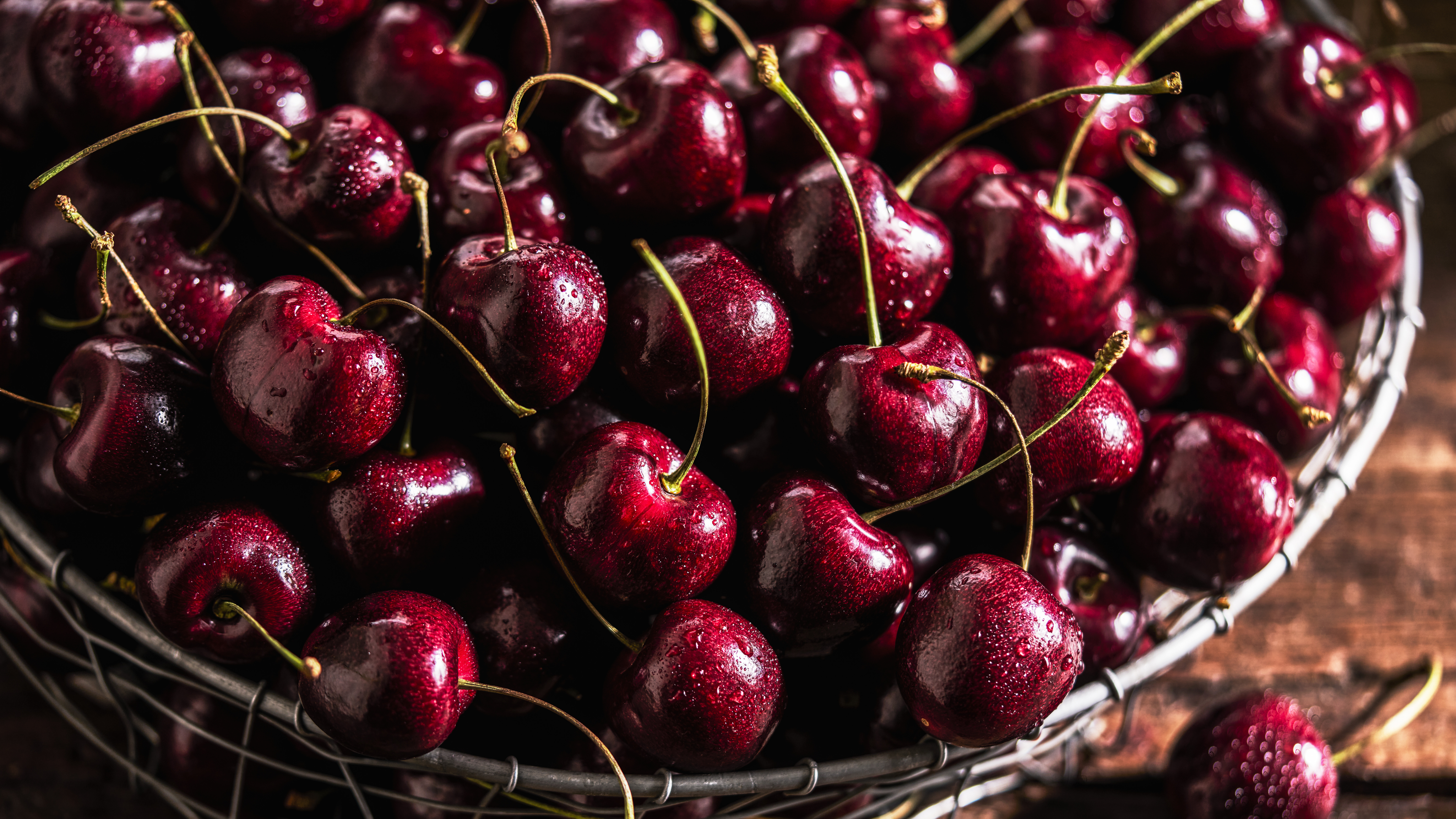 Wicker basket with cherries