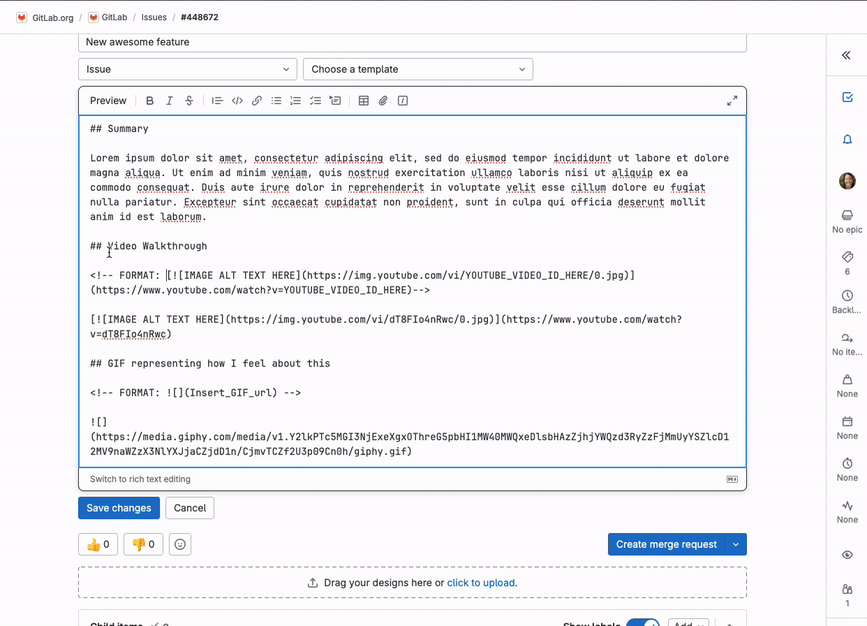 ビデオとGIFの埋め込みの例