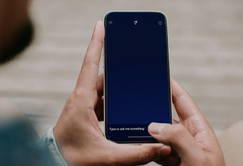 A person is getting help from Erica, the AI financial assistant of Bank of America.