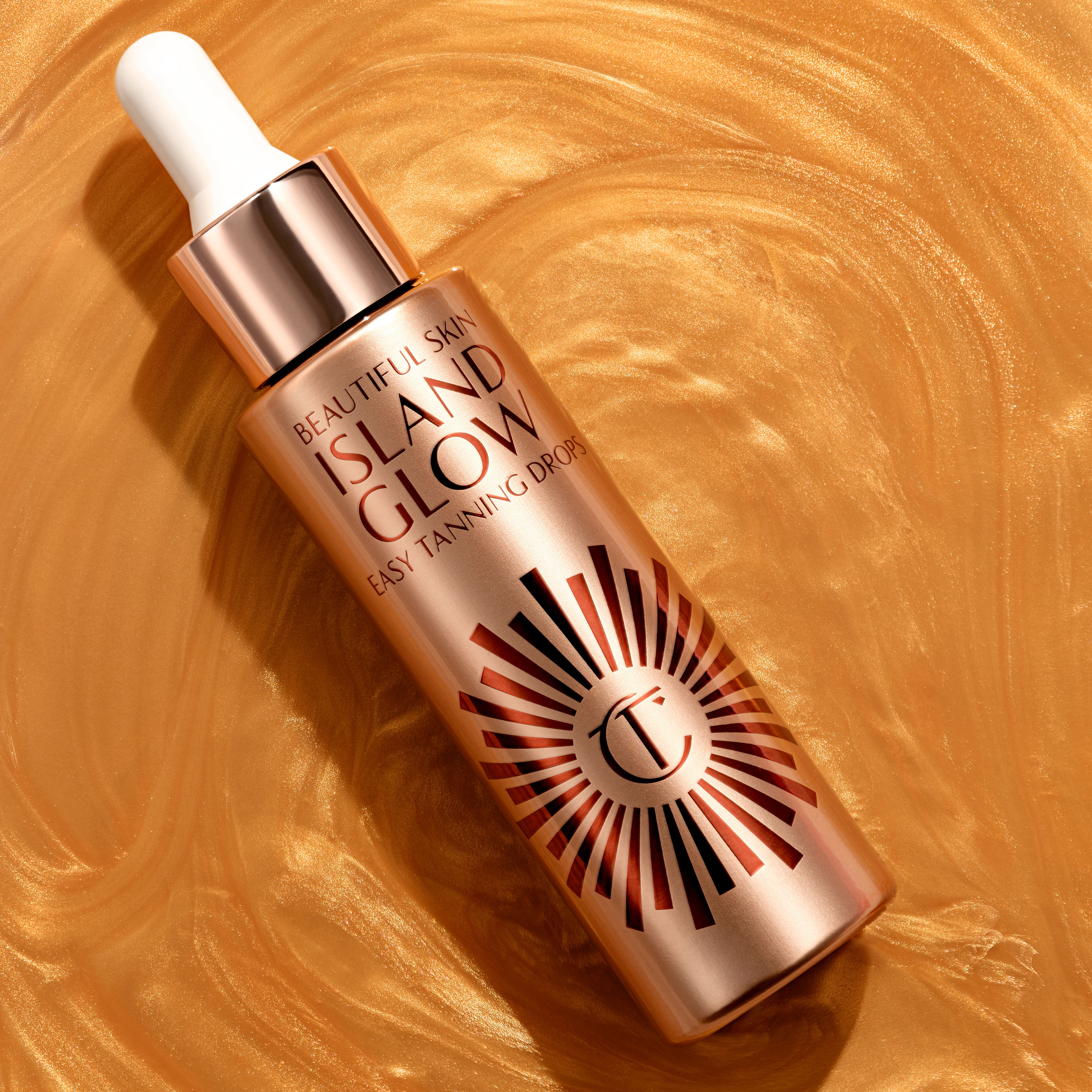 Beautiful Skin Island Glow Easy Tanning Drops with bronzed background