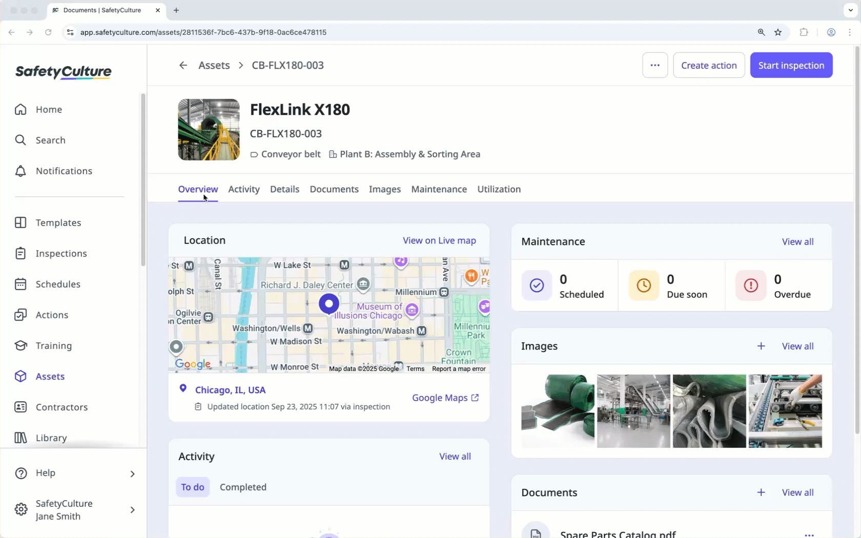 Seleccionar archivos para vincular a un activo a través de la aplicación web.