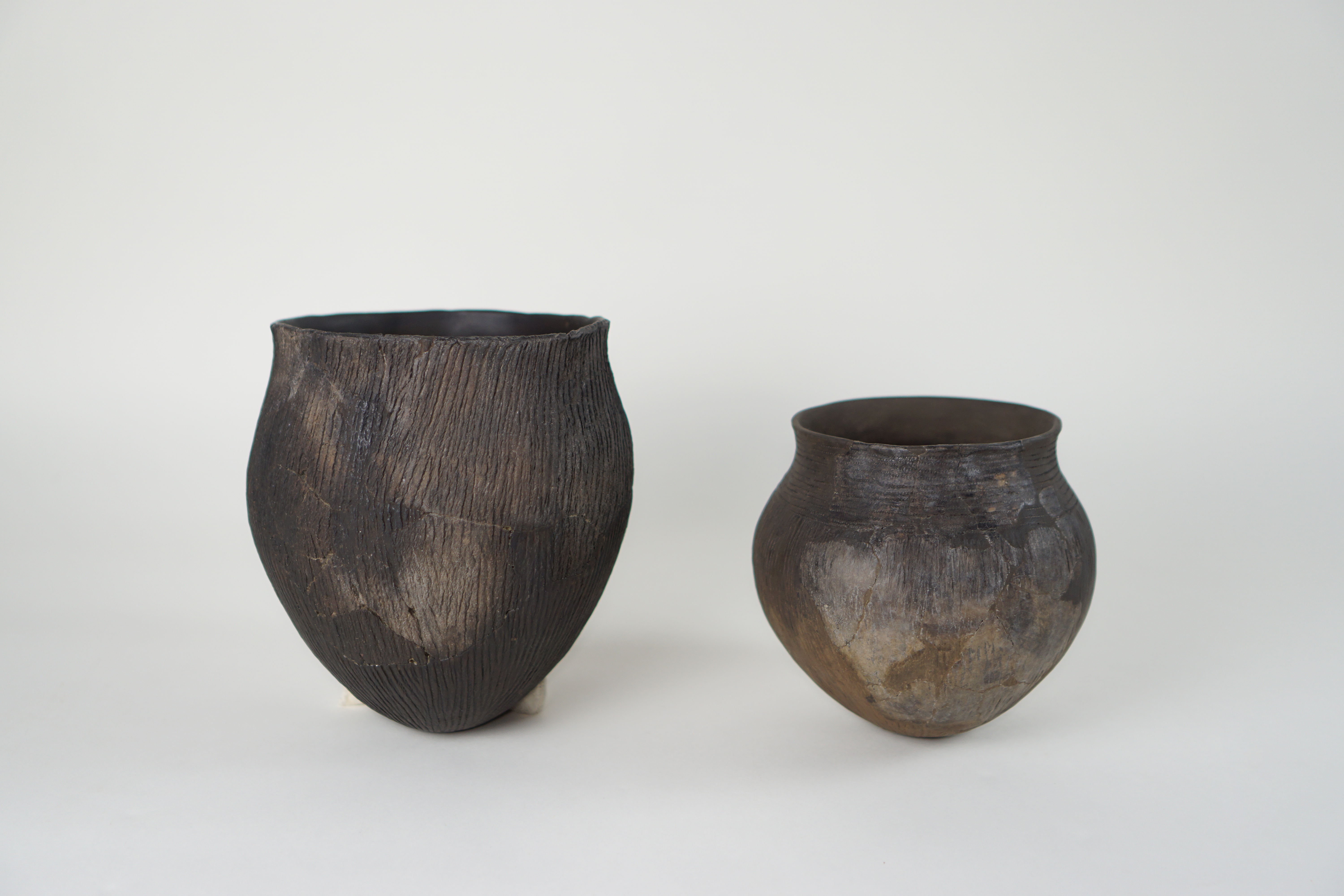 Two vases, one smaller and one larger 