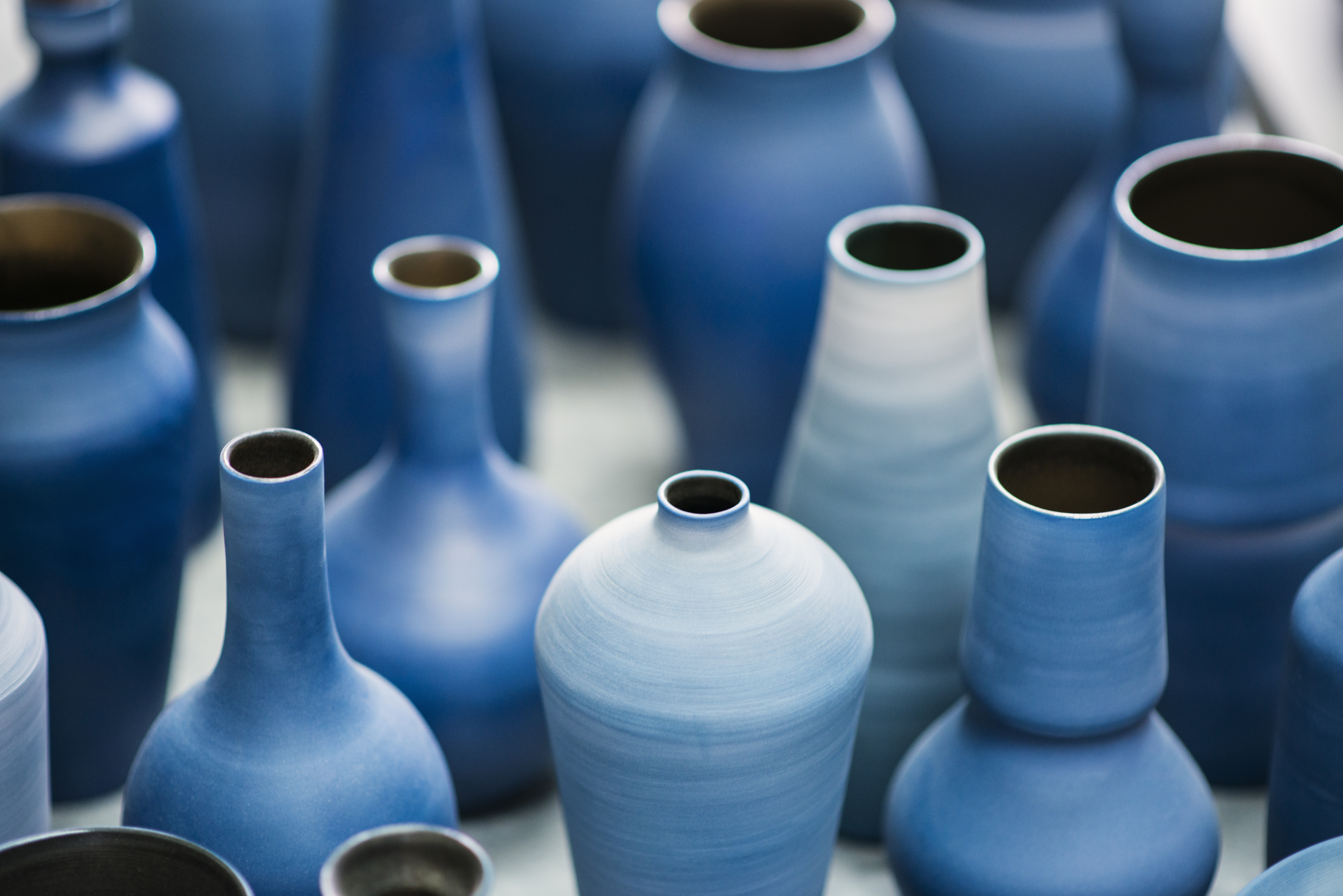 Multiple ceramic vases