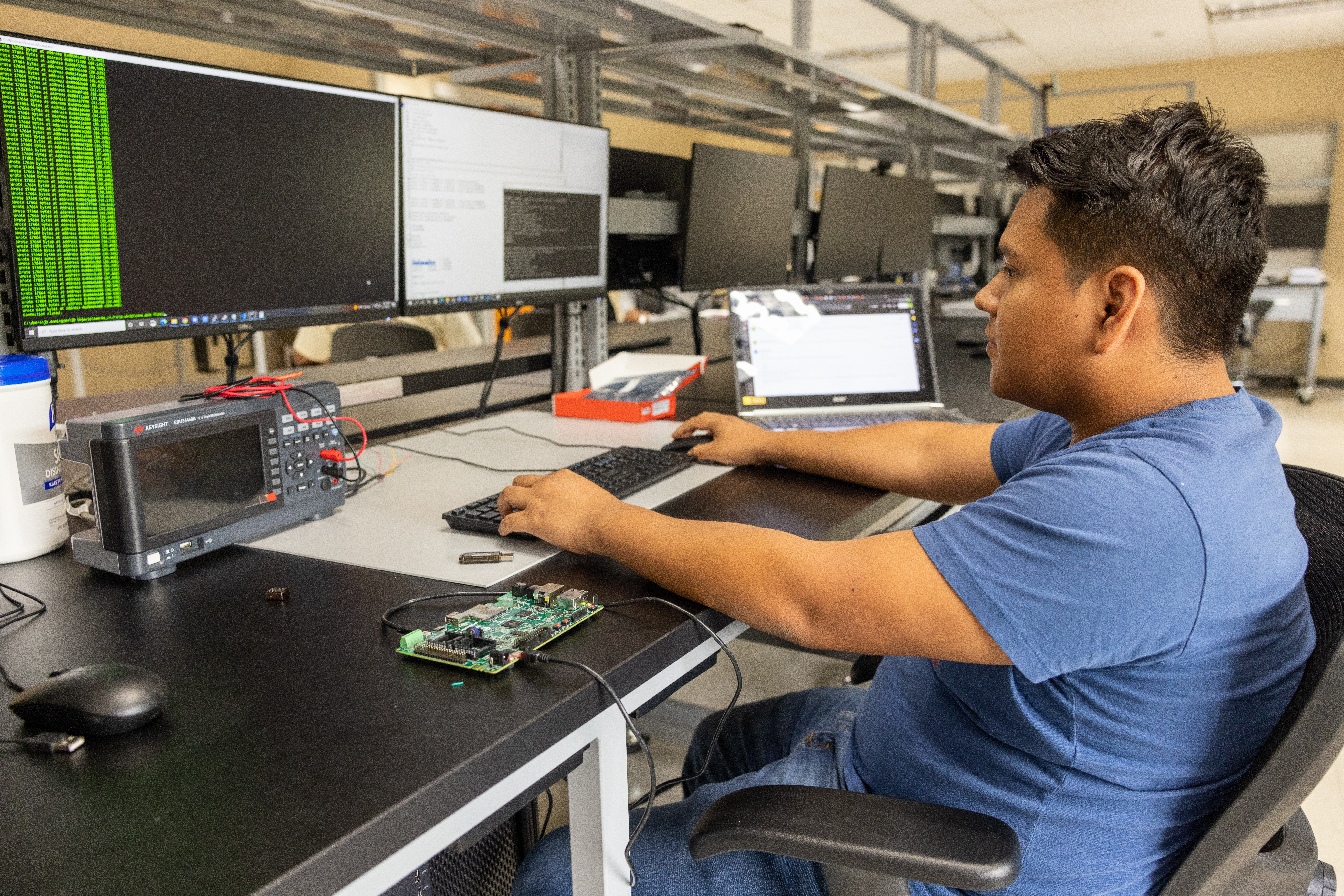 student in computer lab environment