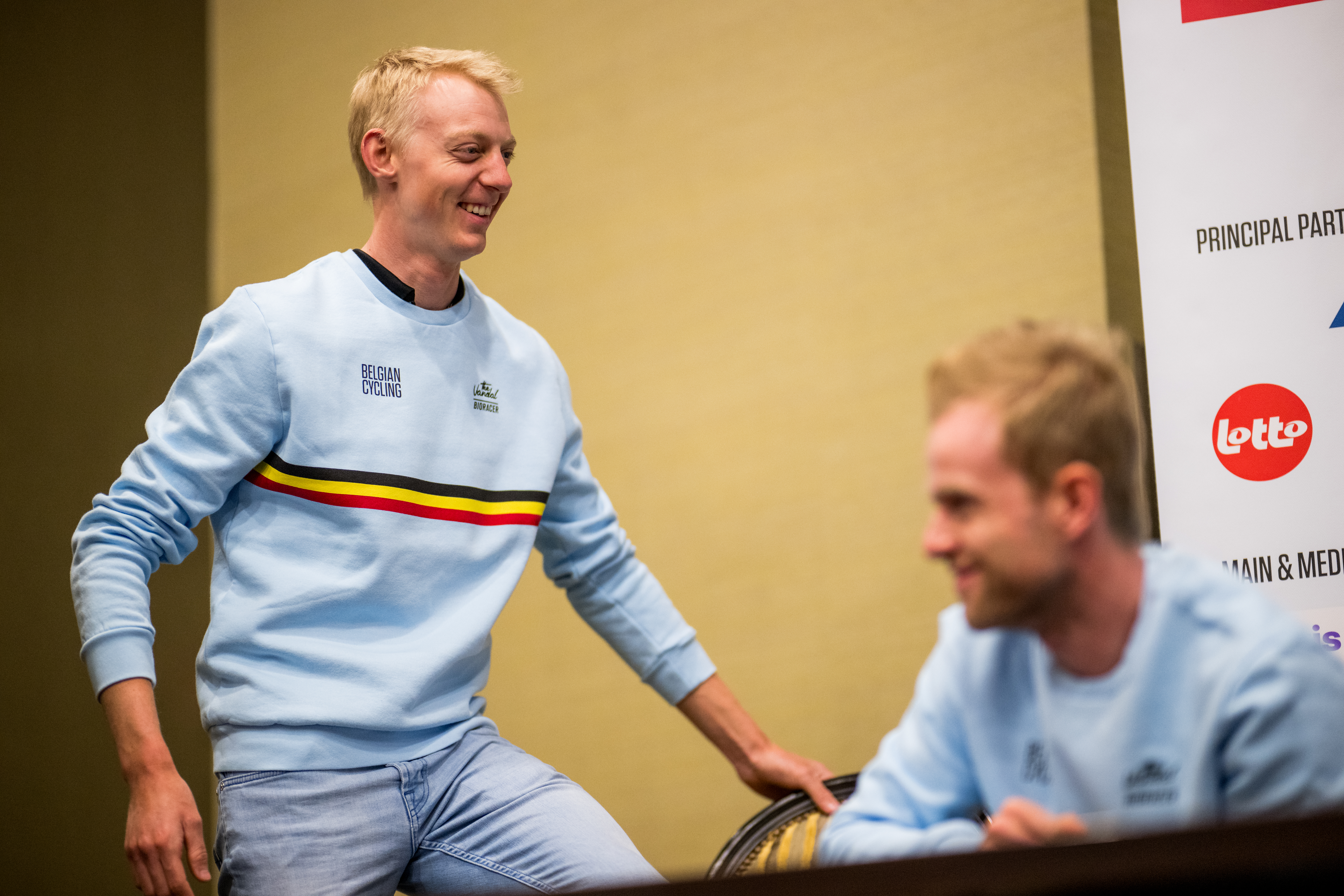 Belgian Michael Vanthourenhout pictured during a press conference ahead of the UCI cyclocross World Championship, in Gosnay, France, Friday 31 January 2025. The world championships are taking place from 31 January until 02 February. BELGA PHOTO JASPER JACOBS