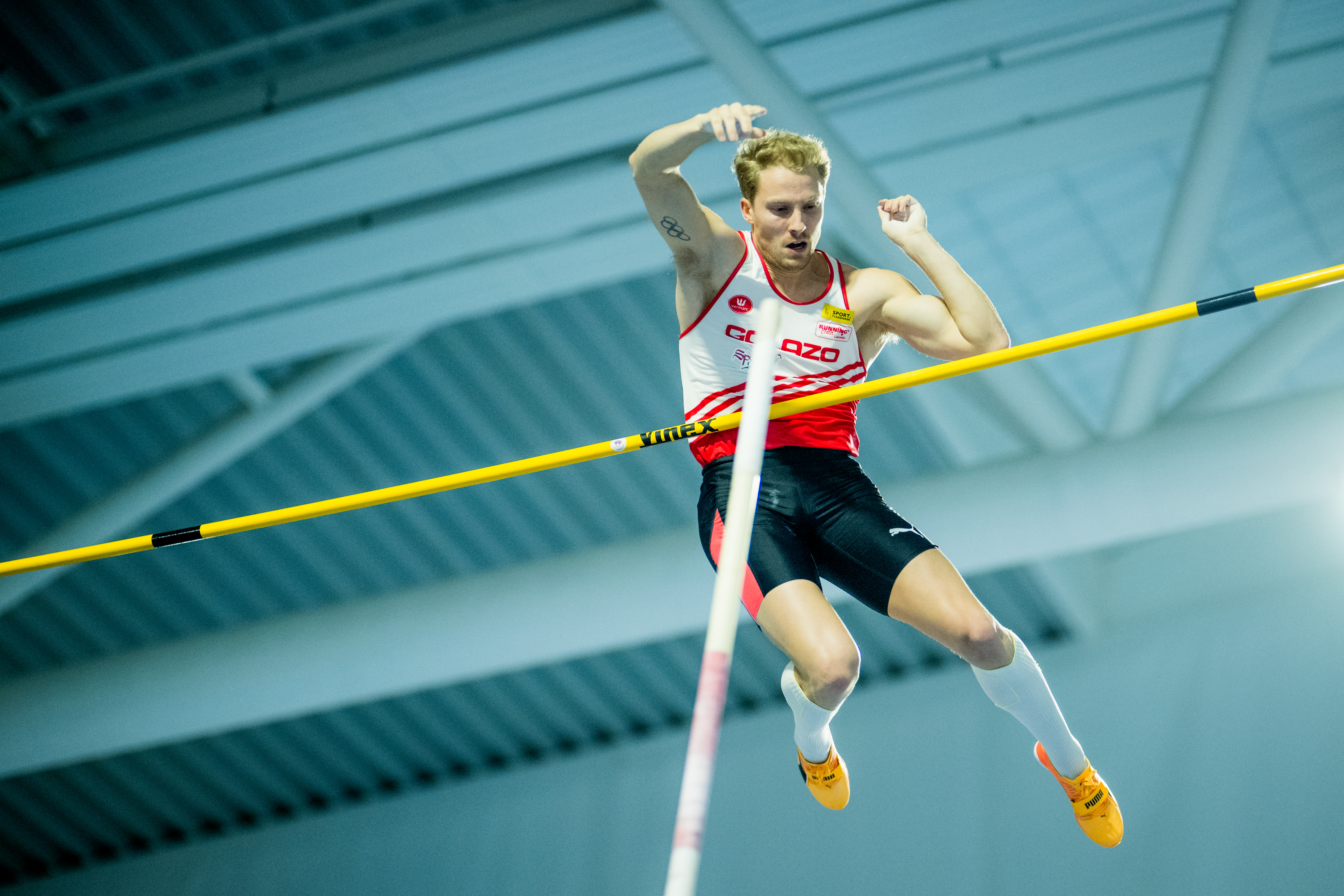 Belgian Ben Broeders pictured in action during the Belgian indoor athletics championships, on Sunday 18 February 2024 in Ottignies-Louvain-la-Neuve. BELGA PHOTO JASPER JACOBS