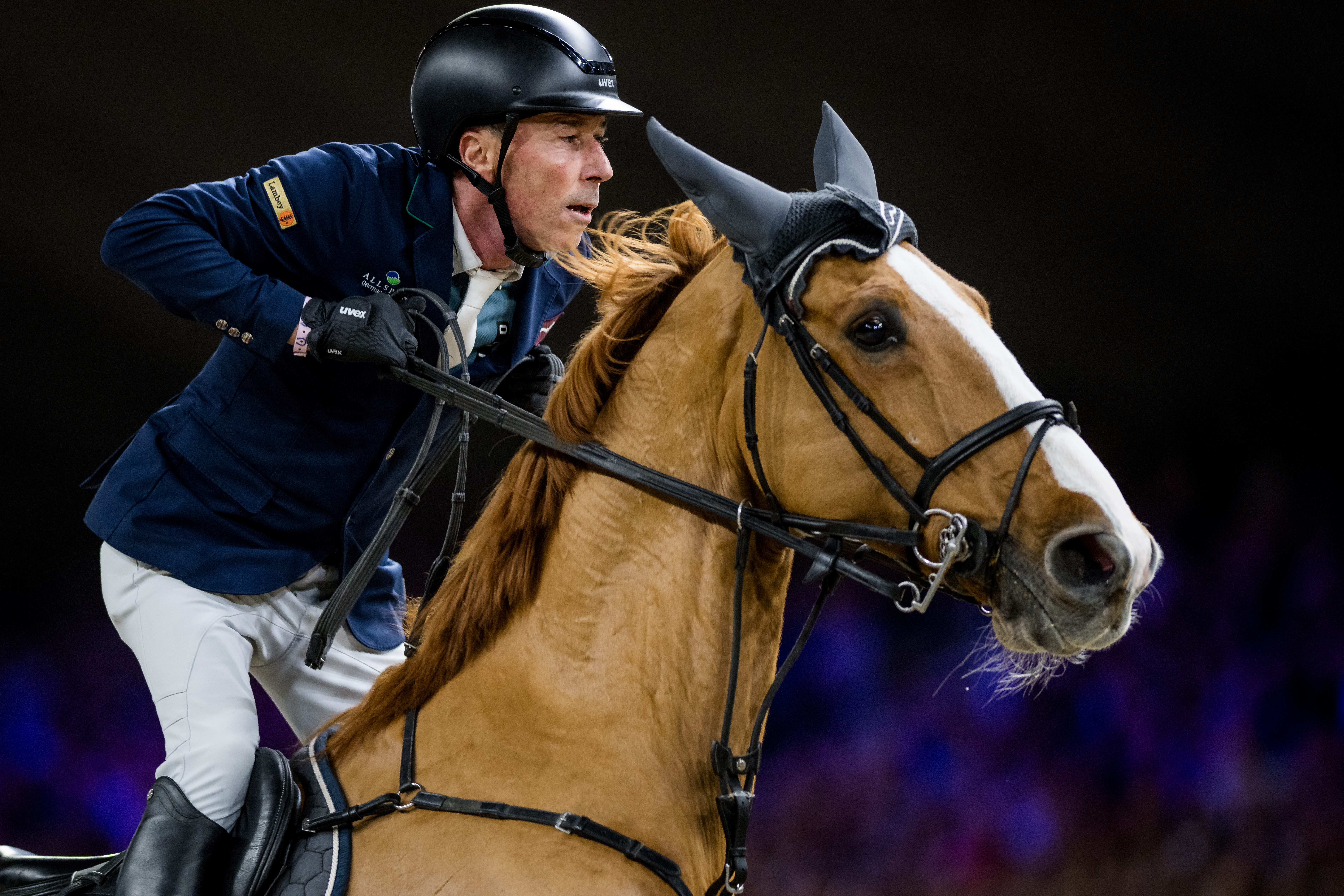 rider Hans-Dieter Dreher with Vestmalle Des Cotis pictured in action during the FEI World Cup Jumping competition at the 'Vlaanderens Kerstjumping - Memorial Eric Wauters' equestrian event in Mechelen on Saturday 30 December 2023. BELGA PHOTO JASPER JACOBS