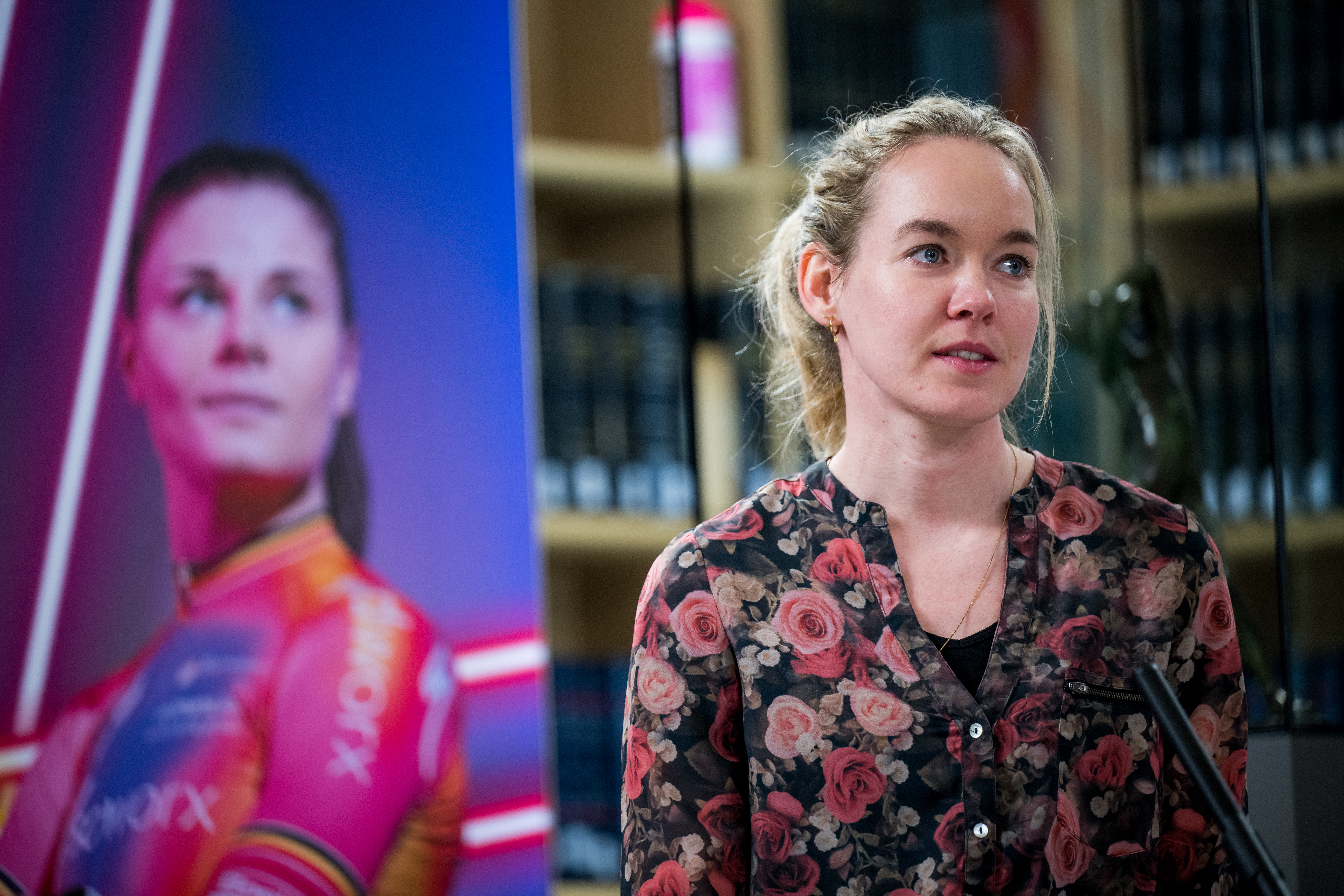 Dutch Anna van der Breggen of Team SD Worx is seen at the 2023 presentation of the SD Worx cycling team, at the Koninklijk Museum voor Schone Kunsten Antwerpen, KMSKA in Antwerp, Tuesday 17 January 2023. BELGA PHOTO JASPER JACOBS