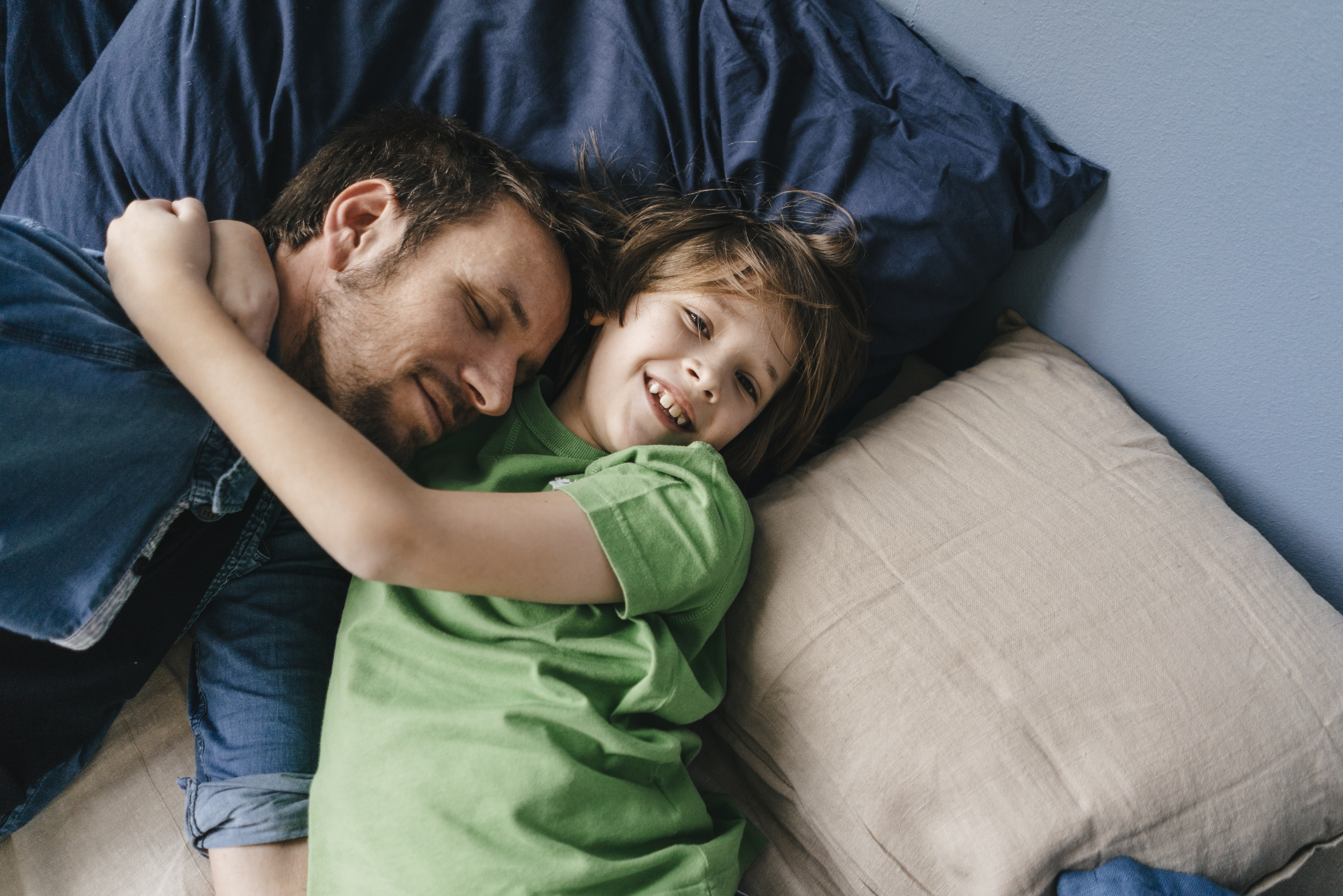 Father and son relaxing